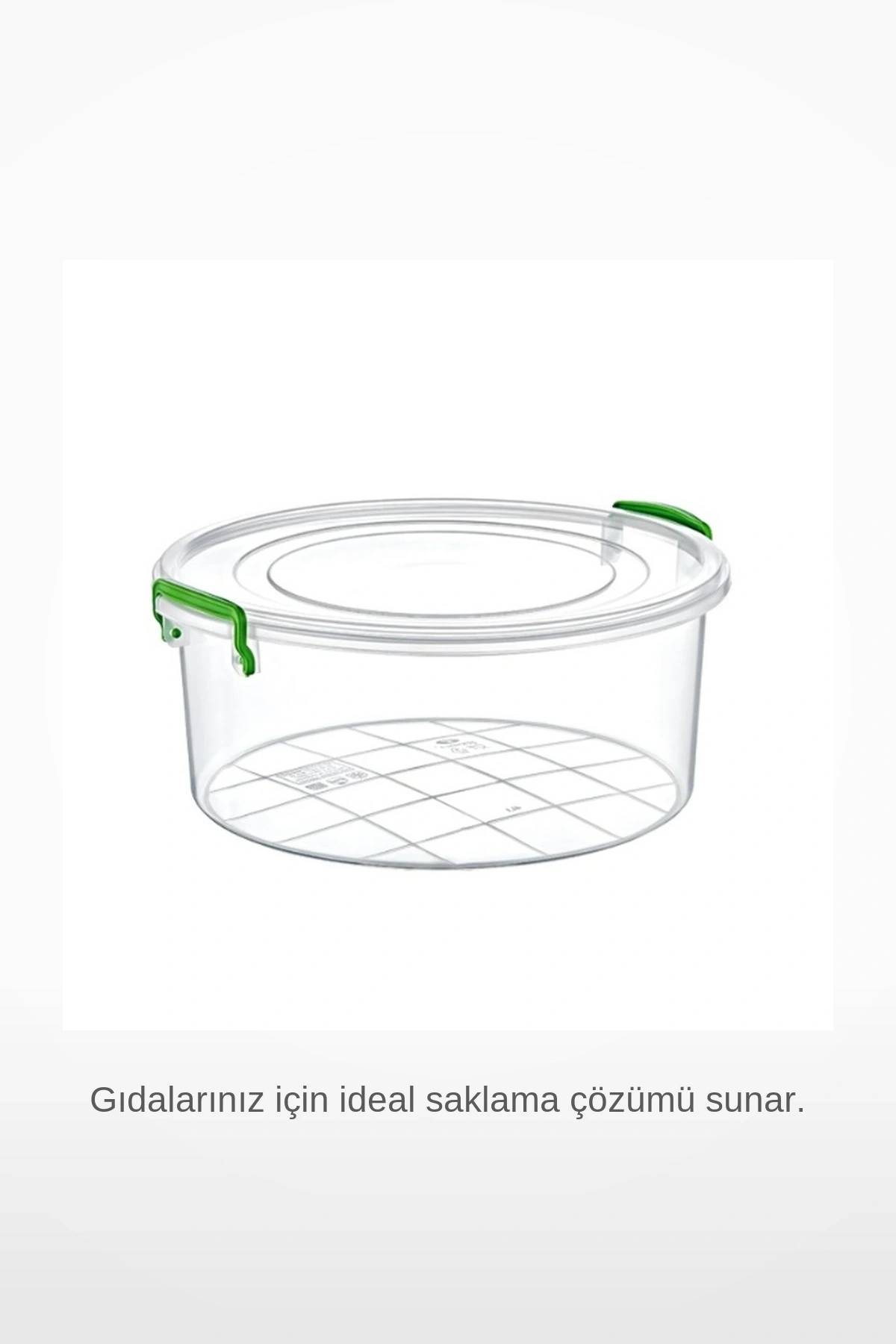 4 Litre Yeşil Klipsli Yuvarlak Şeffaf Saklama Kutusu