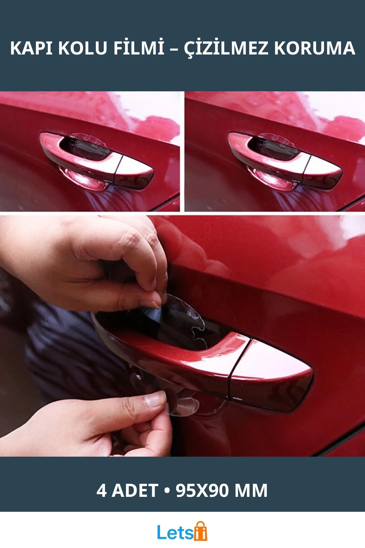 4lü Araç Kapı Kolu Koruyucu Film Seti 95x90mm