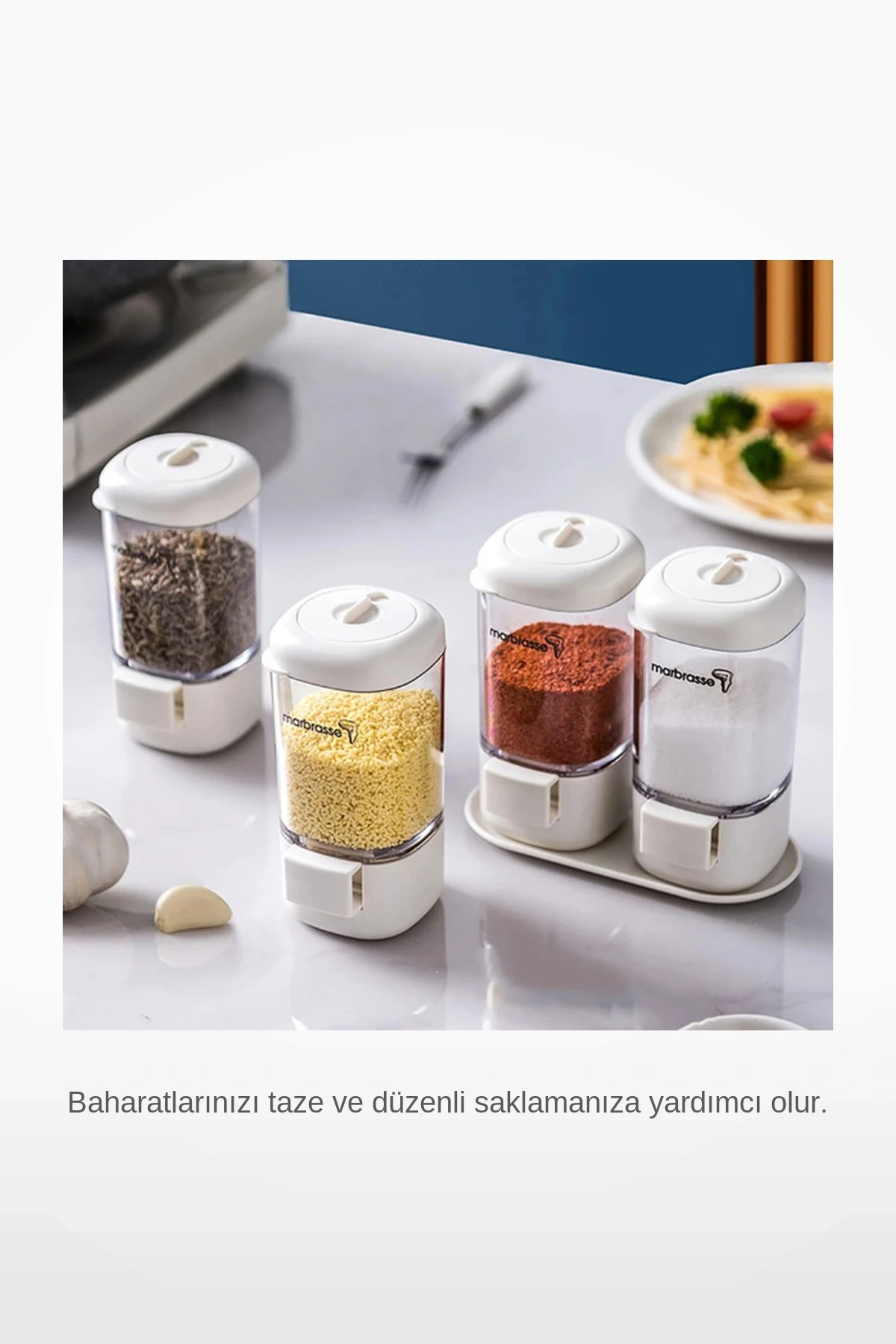 4lü Basmalı Mekanizmalı Kontrollü Akış Şeffaf 380gr Baharatlık Tuzluk Takımı