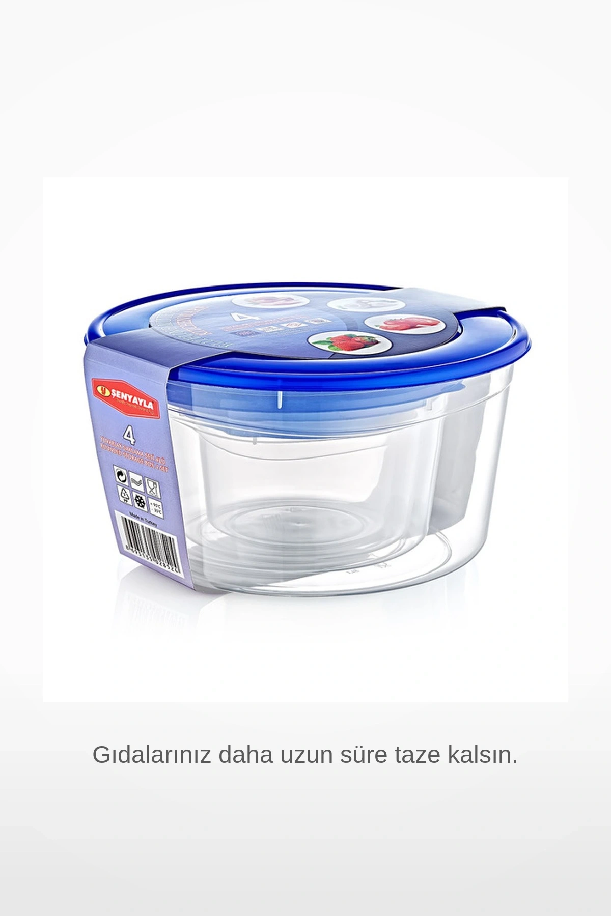 4lü Derin Hava Sızdırmaz Mavi Kapaklı BPA Free Gıda Saklama Kabı