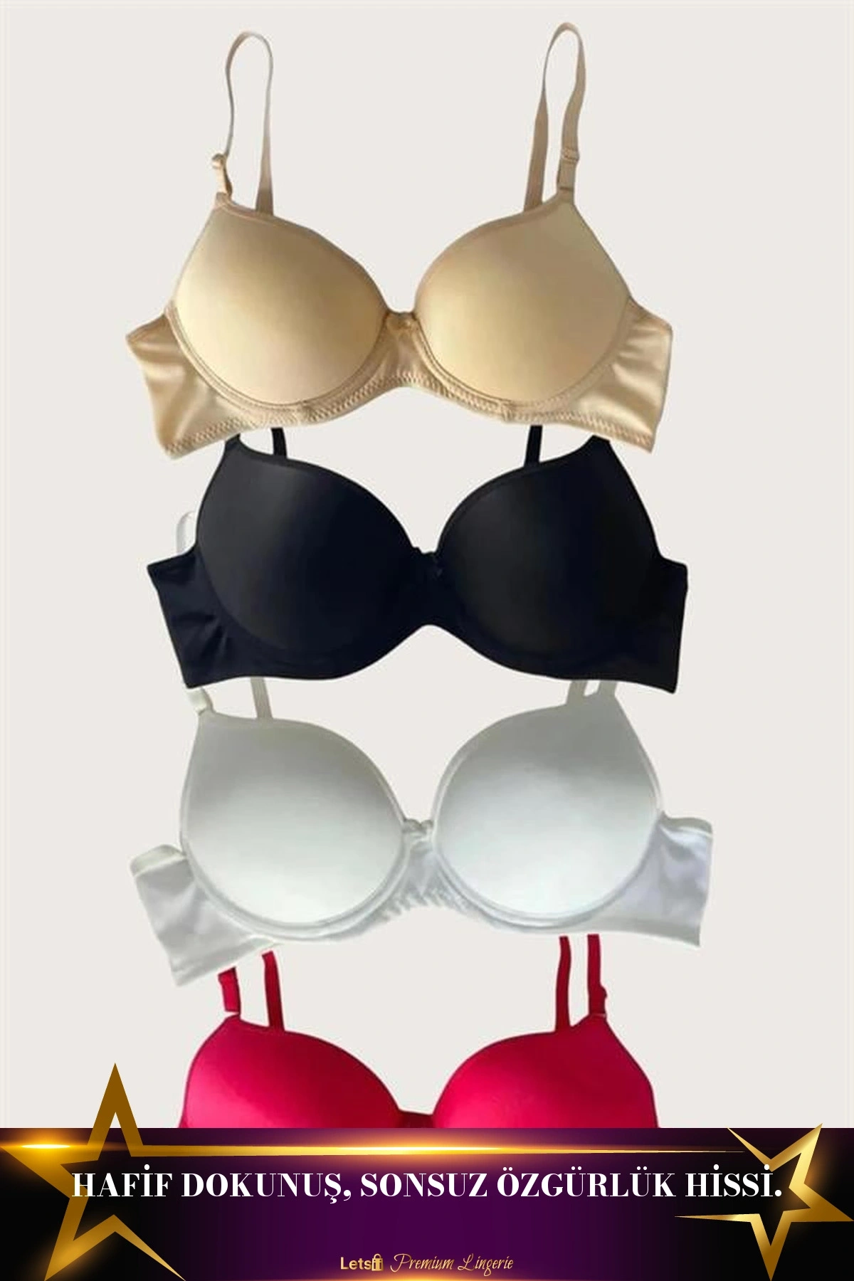 4Lü İçi Boş Micro Balenli Desteksiz Sütyen Seti Standart Renk