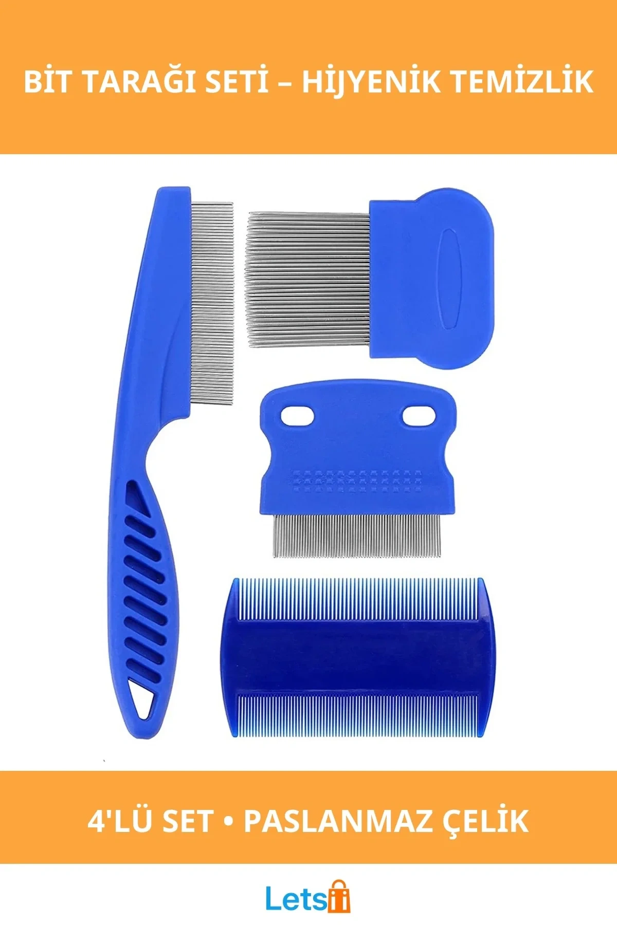 4lü Paslanmaz Çelik Bit Tarağı Seti