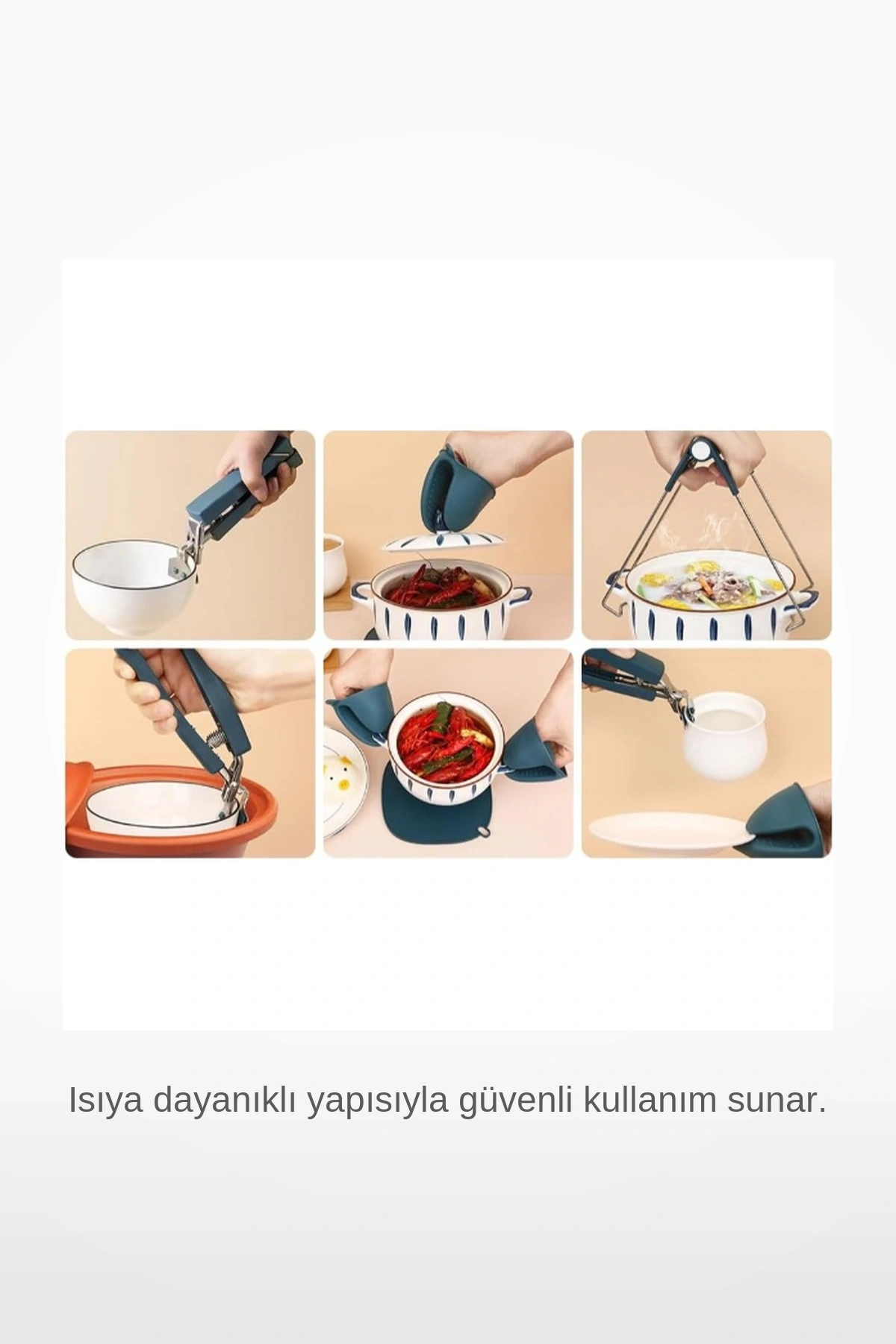 4 Parça Yanma Önleyici Isıya Dayanıklı Silikon Paslanmaz Çelik Mutfak Koruma Seti