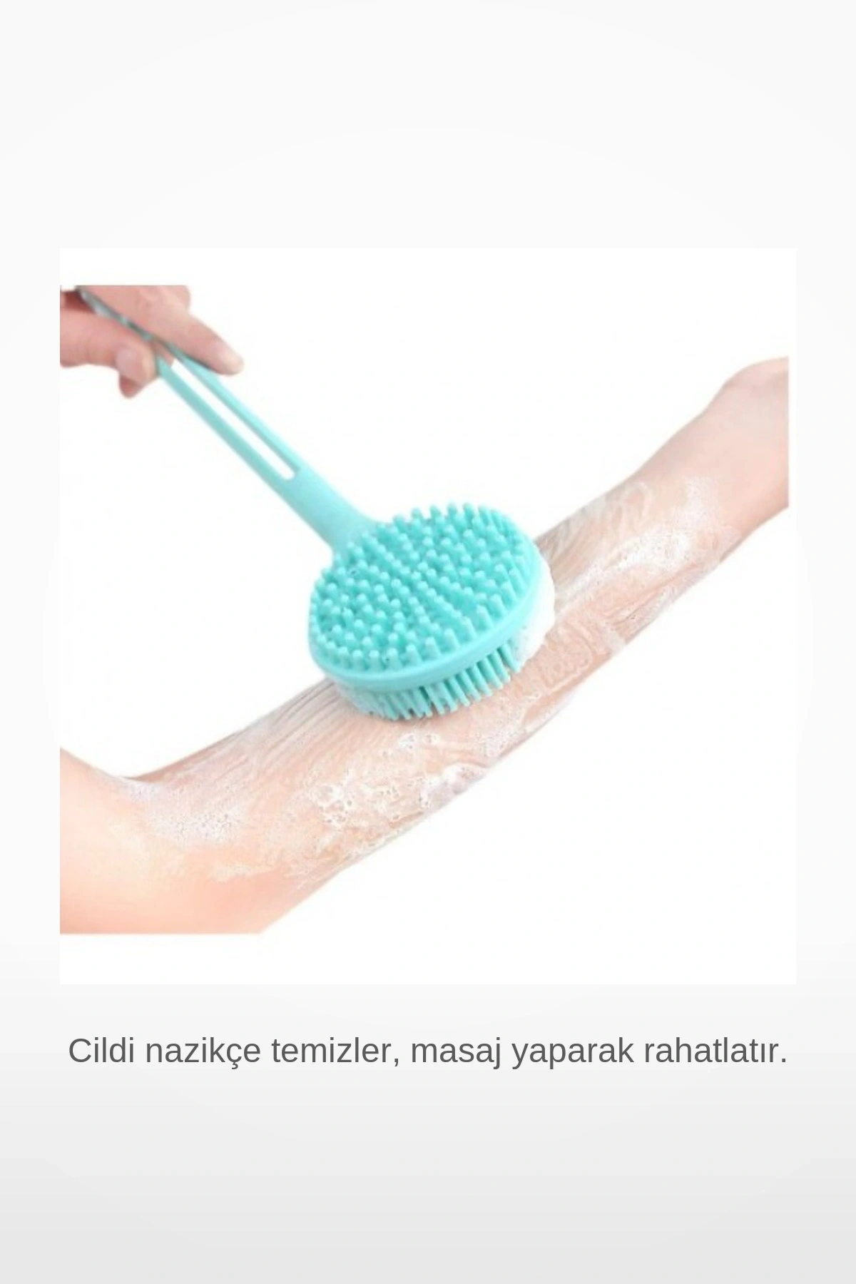 40 cm Çift Taraflı Silikon Uzun Saplı Derin Temizleyici Vücut Banyo Fırçası