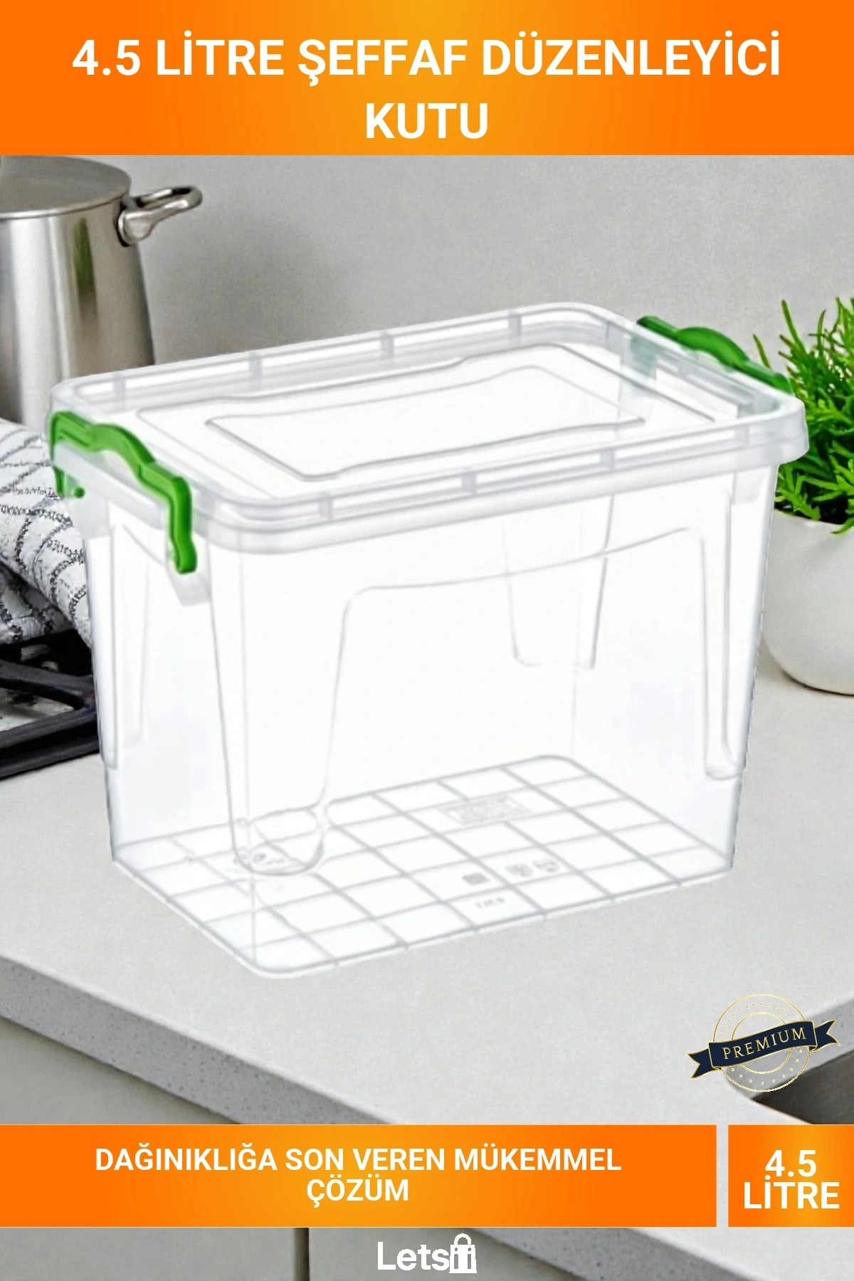 4.5 Litre Derin Saklama Kutusu Şeffaf Kilitli Kapaklı İstiflenebilir BPA İçermez Gıda Saklama Kabı