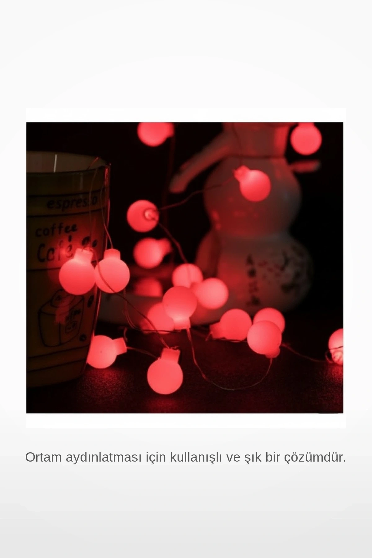 5 Metre 28 LED Kırmızı Romantik Şeffaf Kablolu Fişli Eklemeli Dekor Led