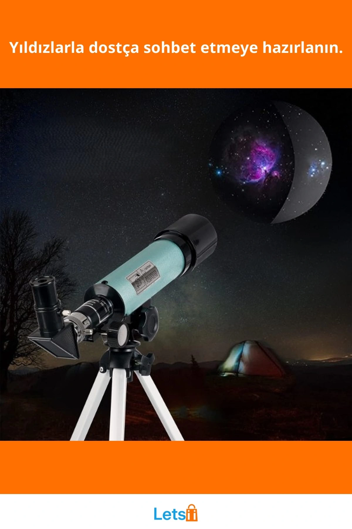 50mm Objektifli 360mm Odak Uzaklığı Astronomi Gözlem Başlangıç Teleskobu