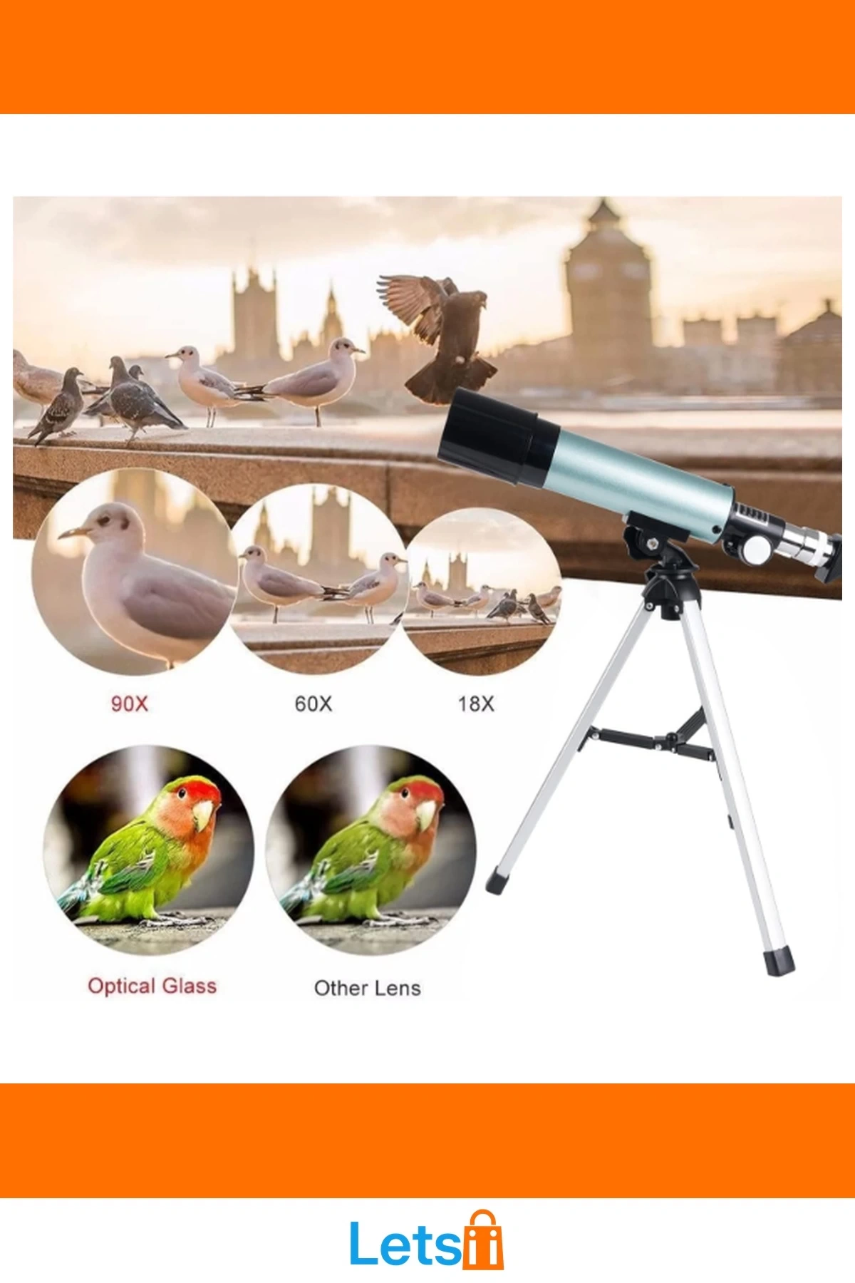 50mm Objektifli 360mm Odak Uzaklığı Astronomi Gözlem Başlangıç Teleskobu
