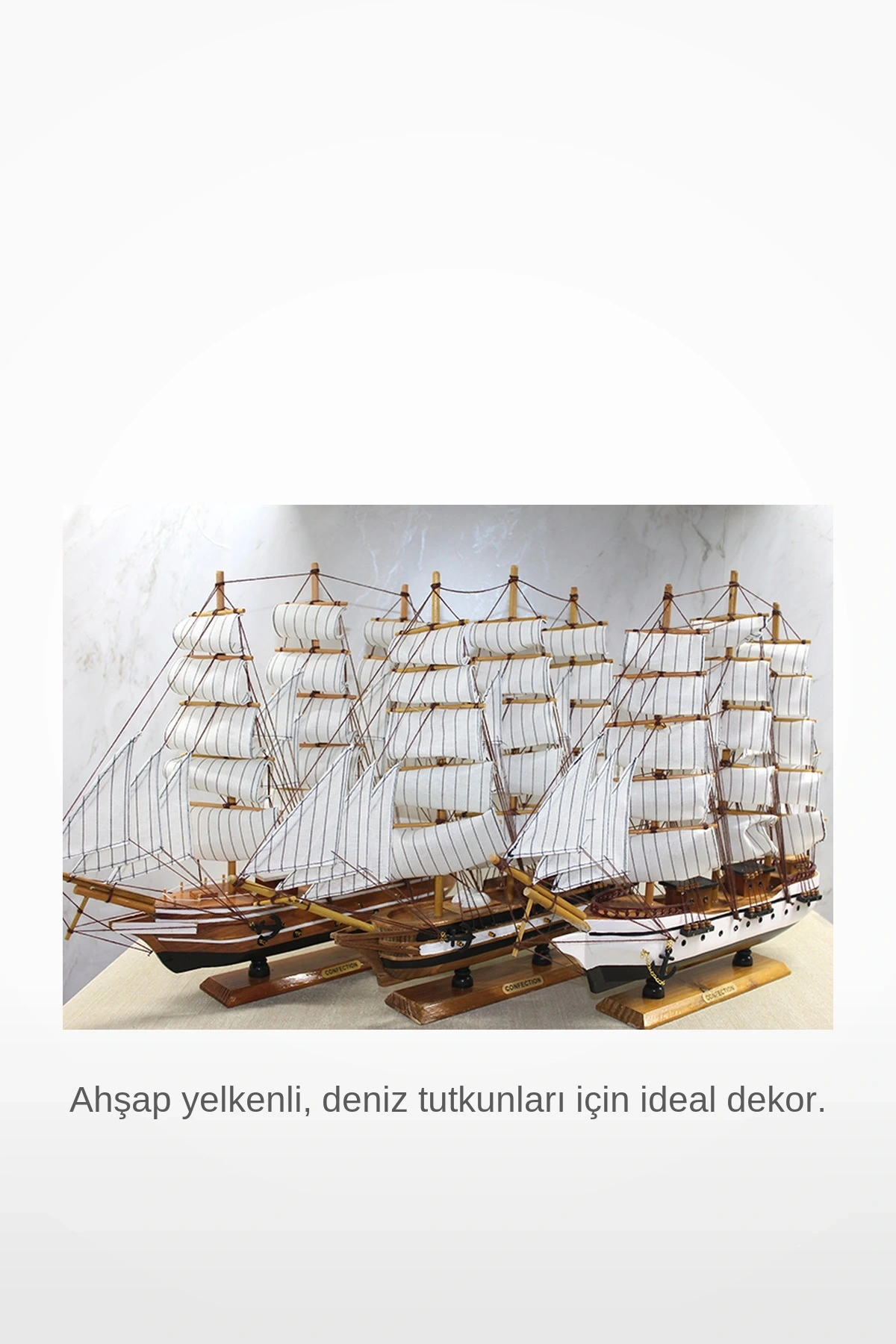 50x45 cm Ahşap Yelkenli Gemi Model Dekoratif Denizci Hediyesi