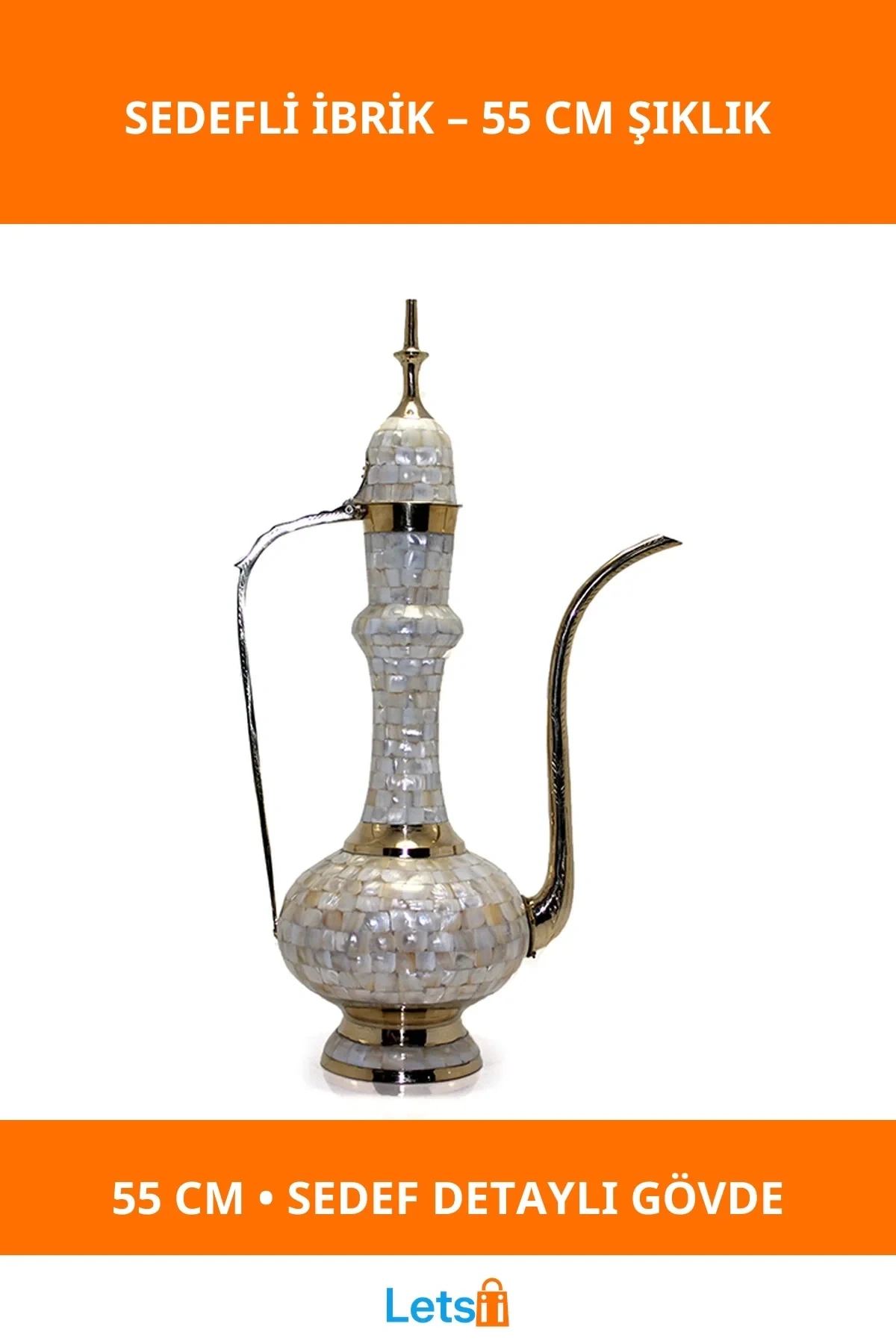 55 Cm Pirinç Sedefli Estetik İbrik