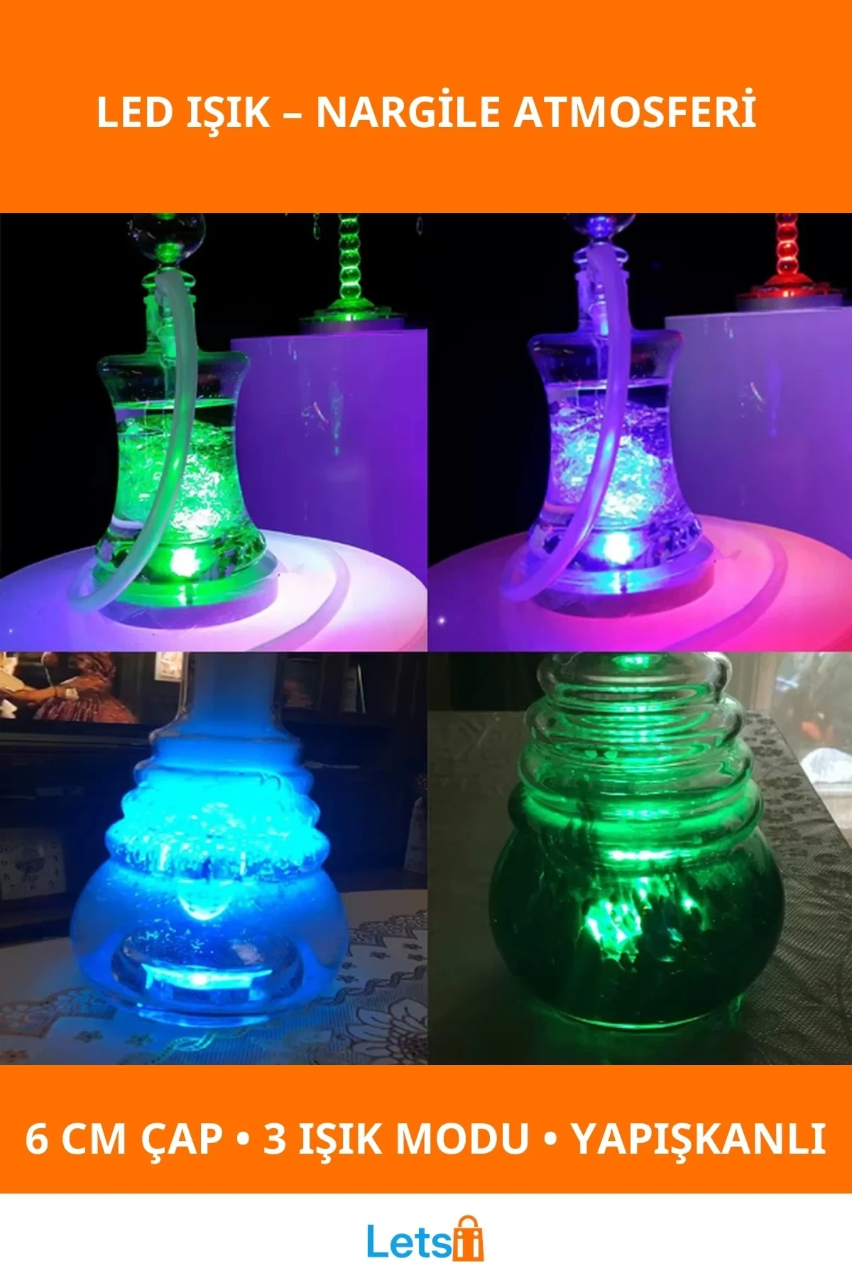 6 cm Yapışkanlı Led Işık Nargile Altı Işıklandırma