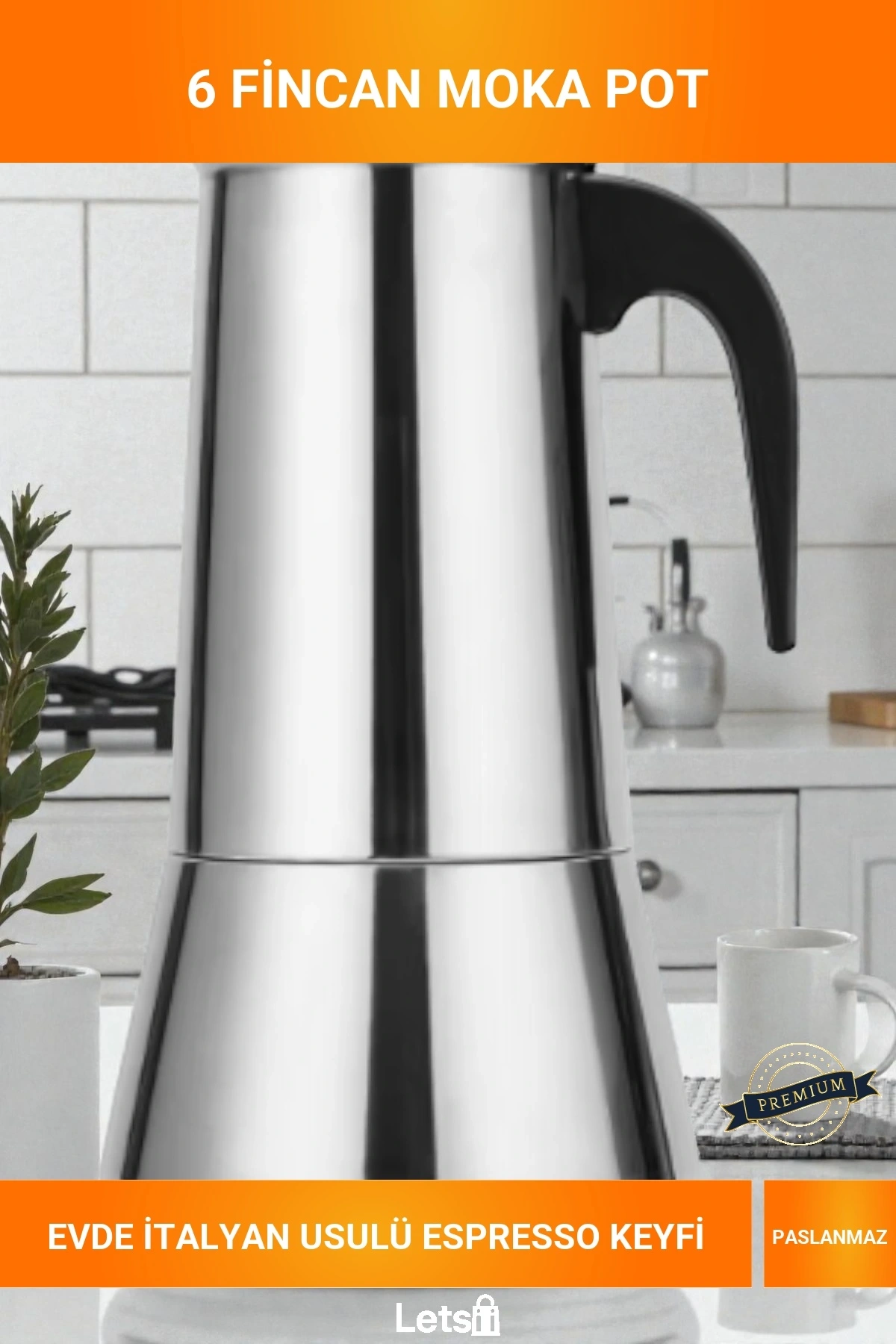 6 Fincanlık Paslanmaz Çelik Moka Pot Espresso Kahve Makinesi