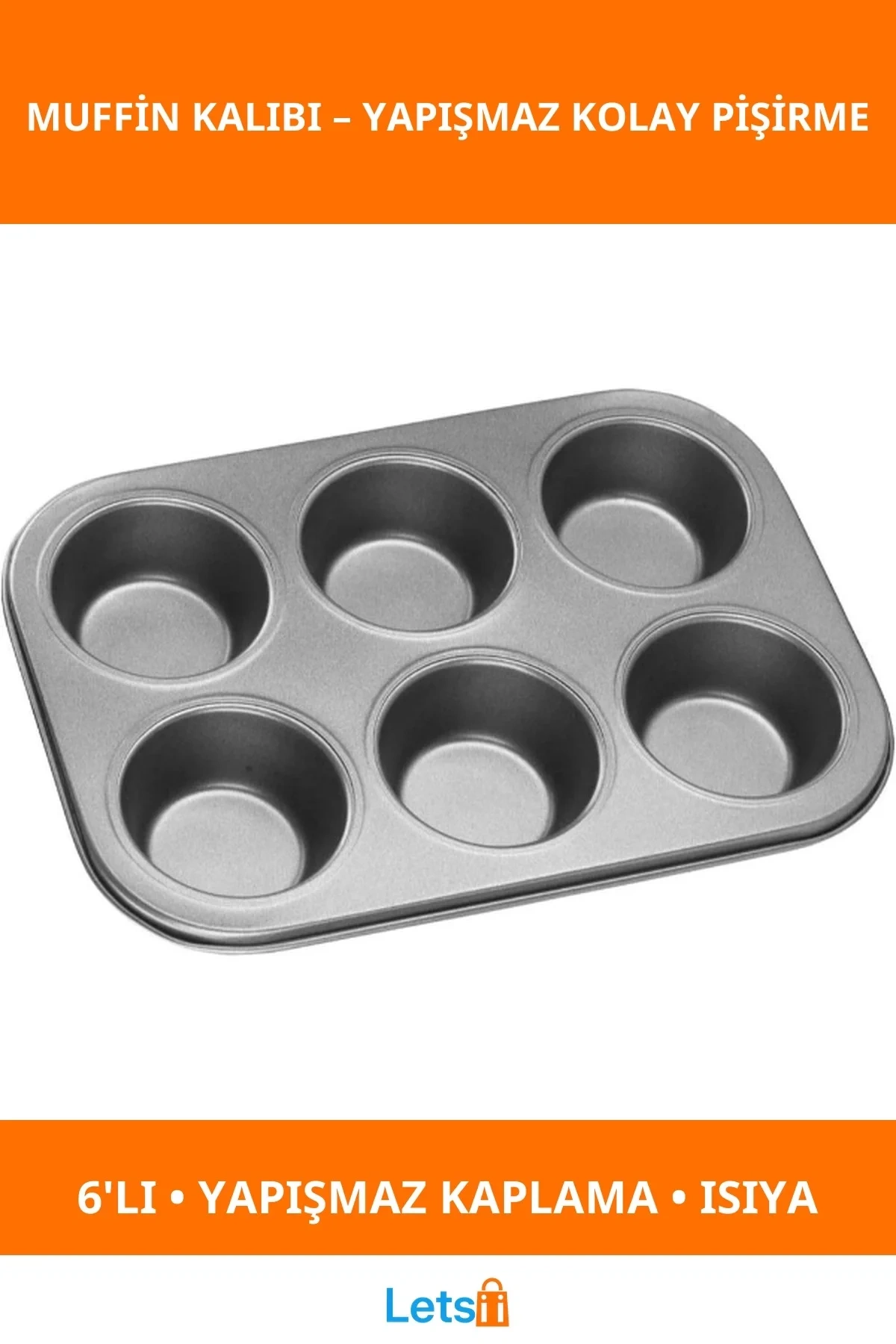 6lı Yapışmaz Muffin Kek Kalıbı Dayanıklı ve Isıya Dirençli