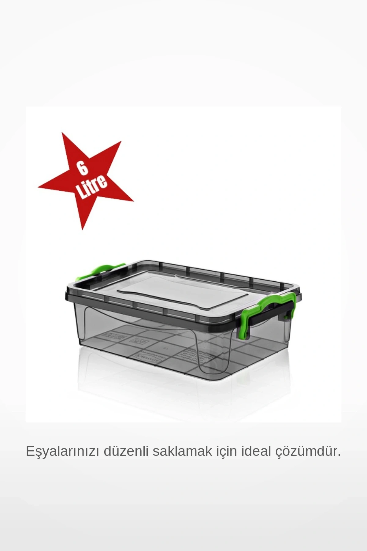 6 Litre İstiflenebilir Şeffaf Klipsli Kapaklı BPA Free Sığ Saklama Düzenleyici Kutu