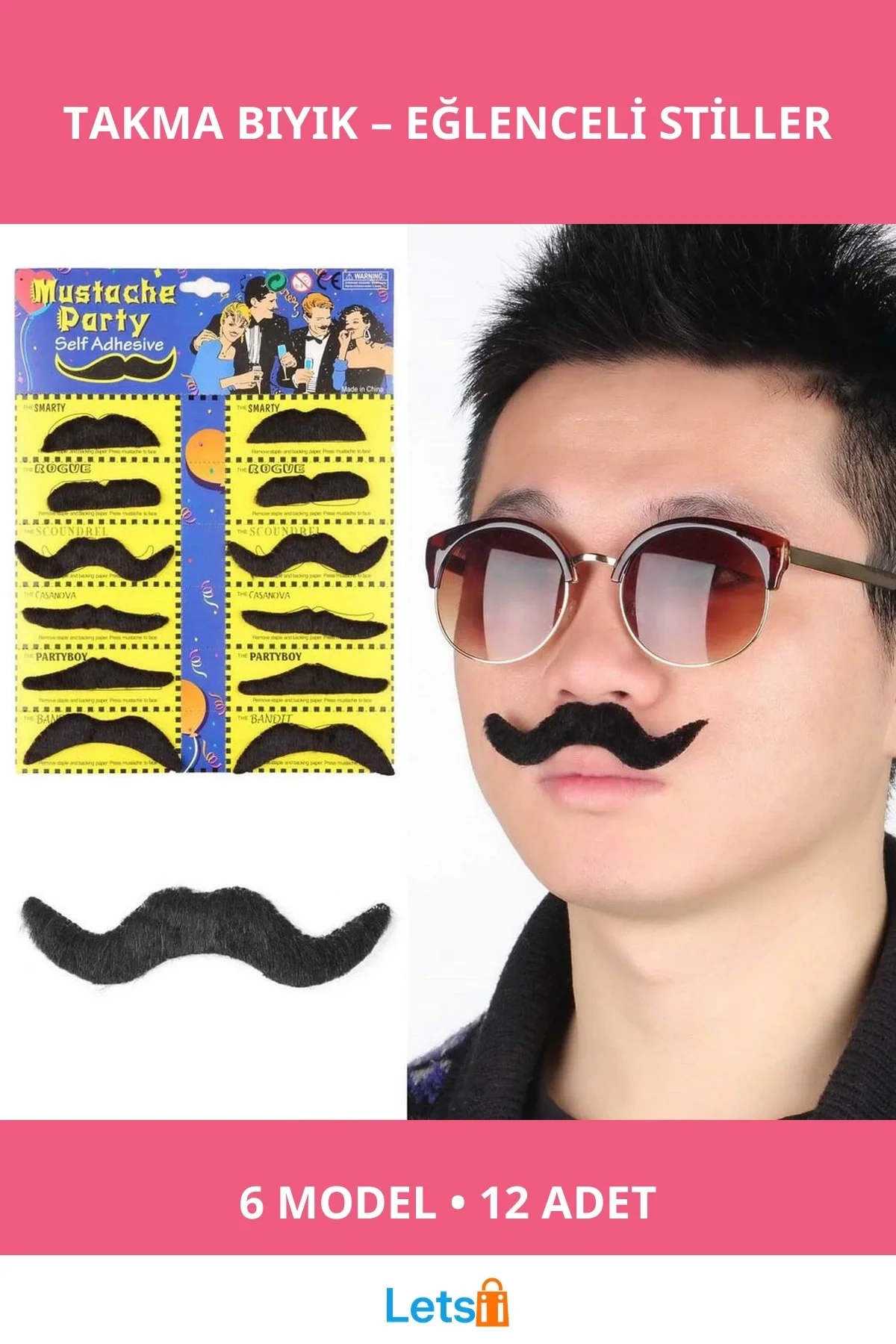 6 Model Parti Kostümü Takma Bıyık Seti Eğlenceli ve Kaliteli