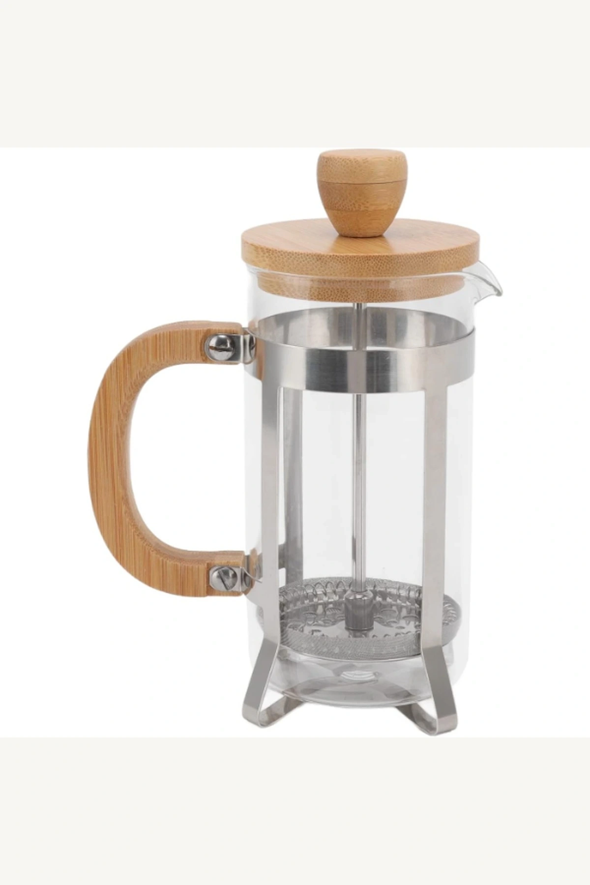 600 ml Büyük Boy Ahşap Kapaklı Isıya Dayanıklı Cam French Press Kahve Demleyici