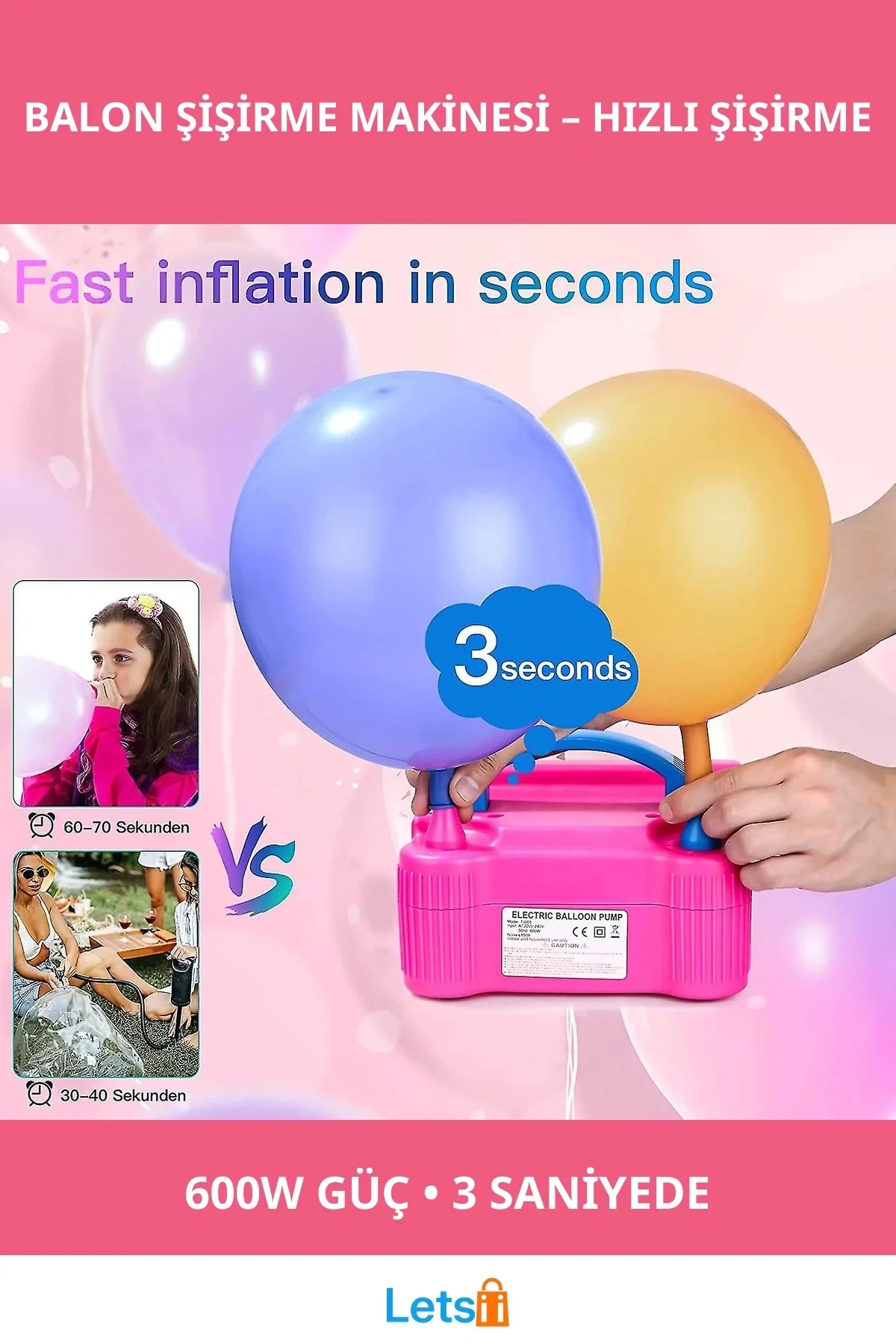 600W Hızlı Elektrikli Balon Şişirme Makinesi