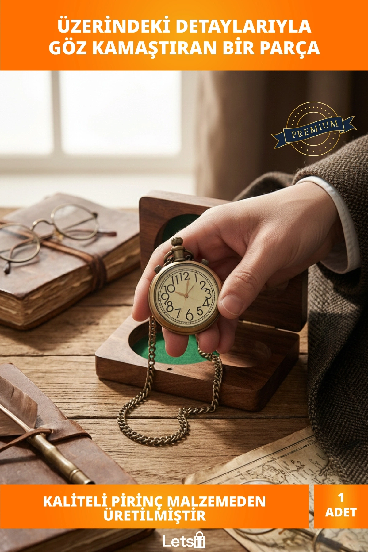 Ahşap Kutulu El İşçiliği Pirinç Köstekli Saat