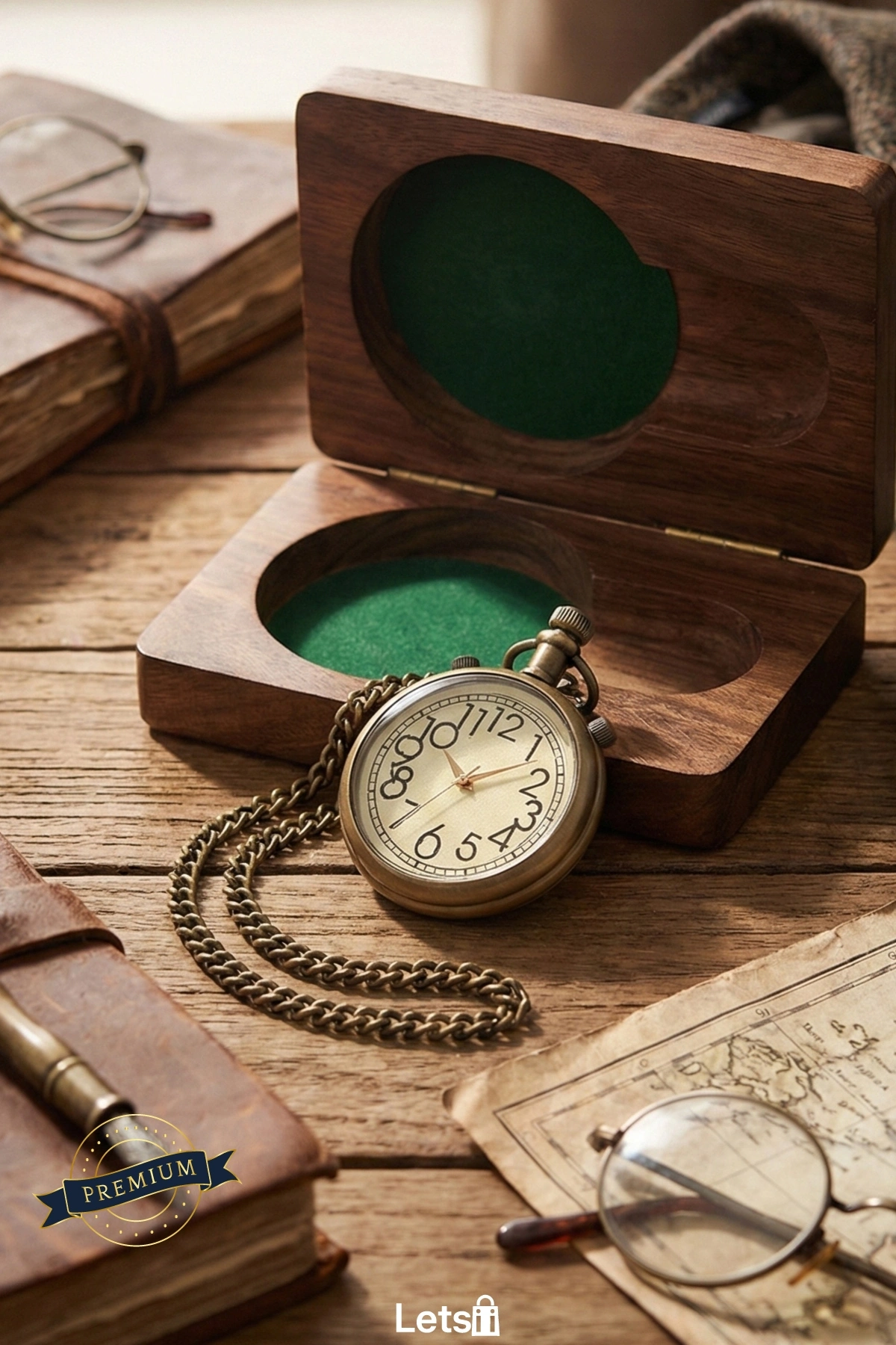 Ahşap Kutulu El İşçiliği Pirinç Köstekli Saat