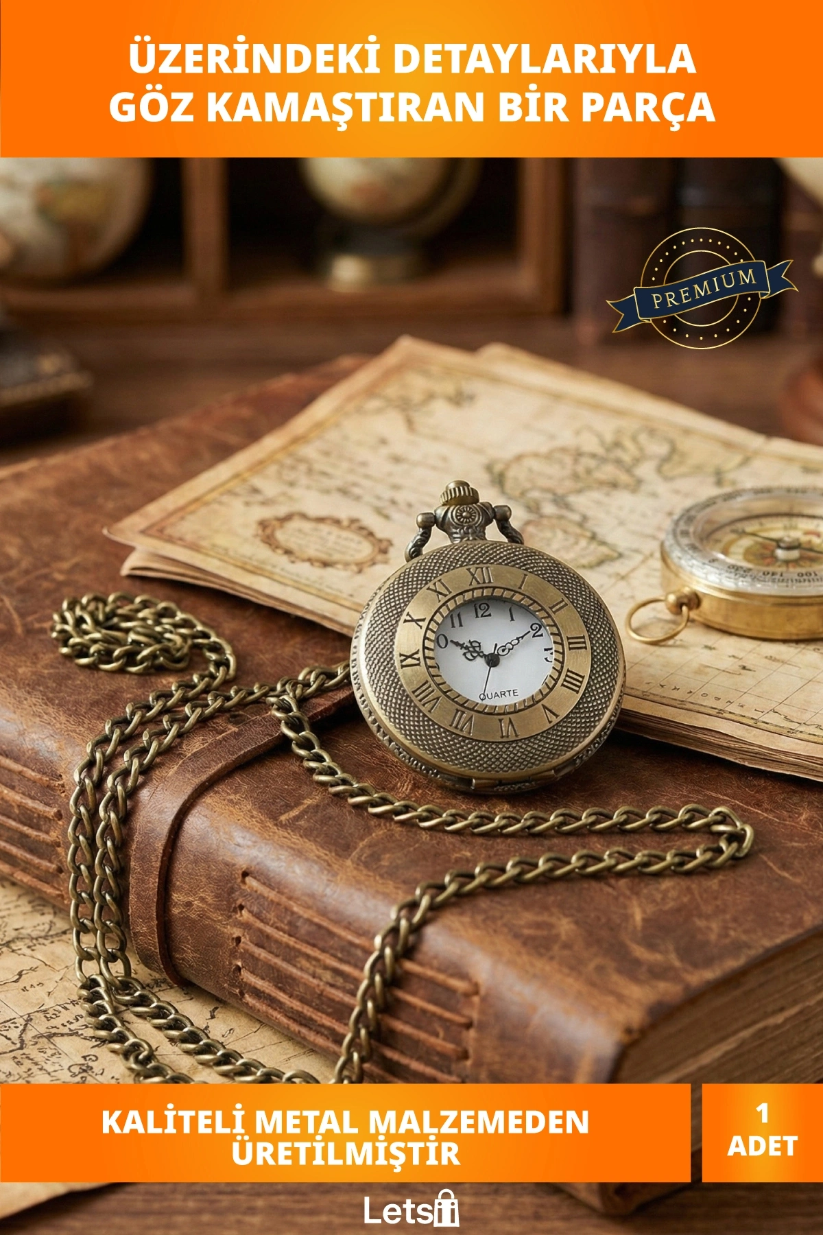 Nostaljik Zarif Köstekli Saat Metal Vintage Tasarım