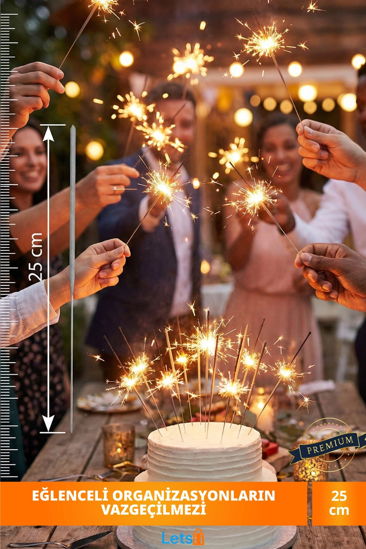 Renkli Parti Organizasyon Pasta Maytapı 25 cm 10 Adet