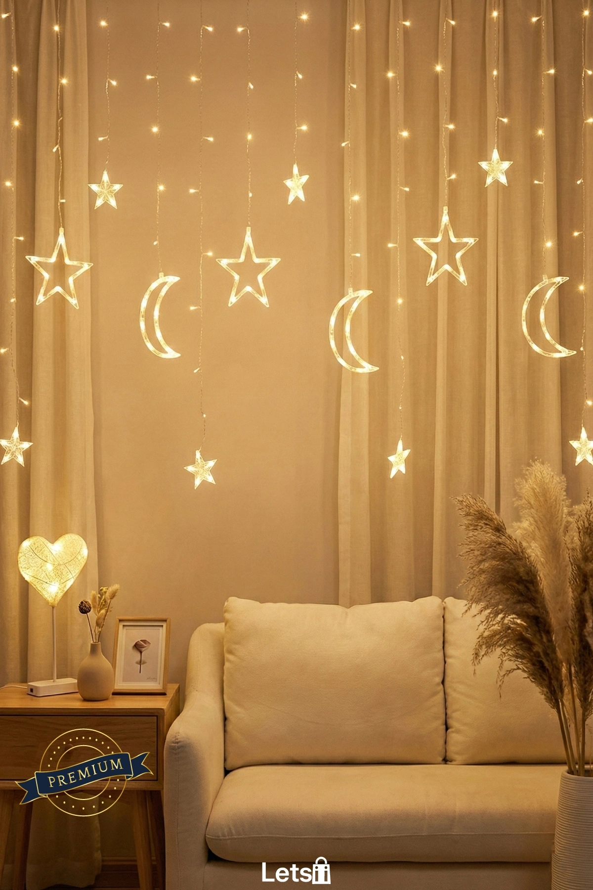 Ay Yıldız Perde LED Işık 3m Uzatma Kablosu
