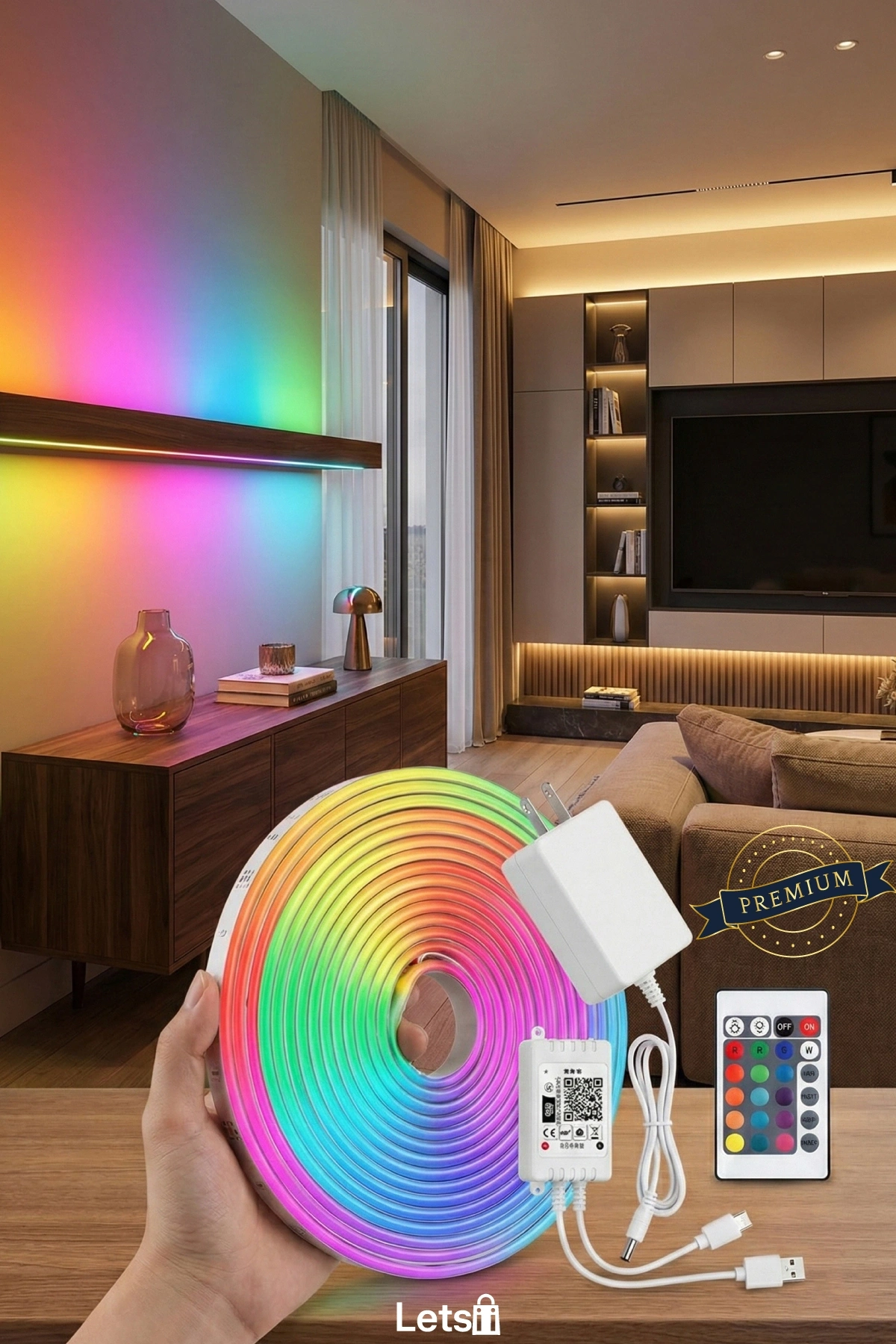 5M Esnek Şerit Neon LED 16 Renk 4 Fonksiyonlu Aydınlatma