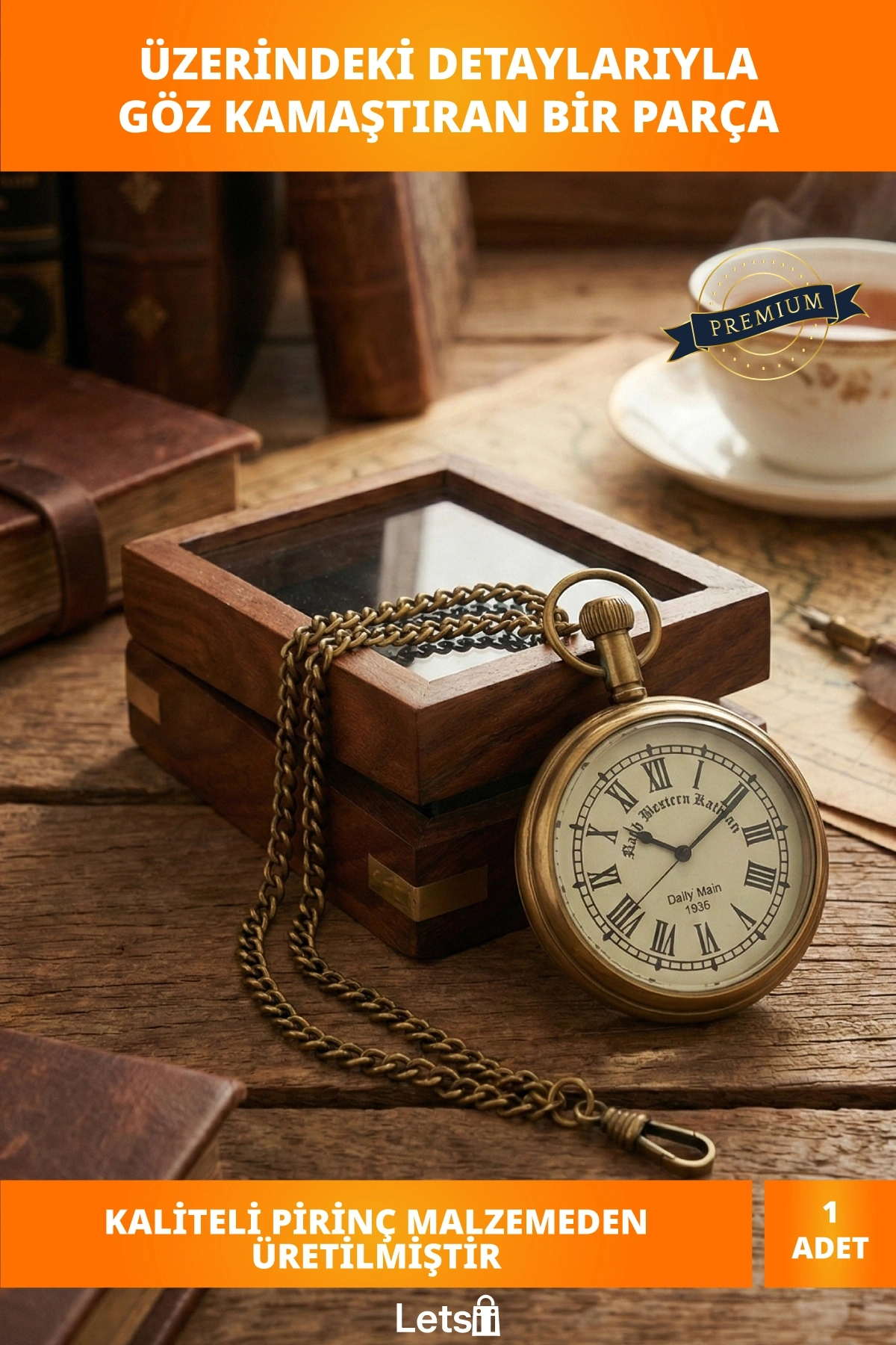 Nostaljik Ahşap Kutulu Köstekli Saat Vintage