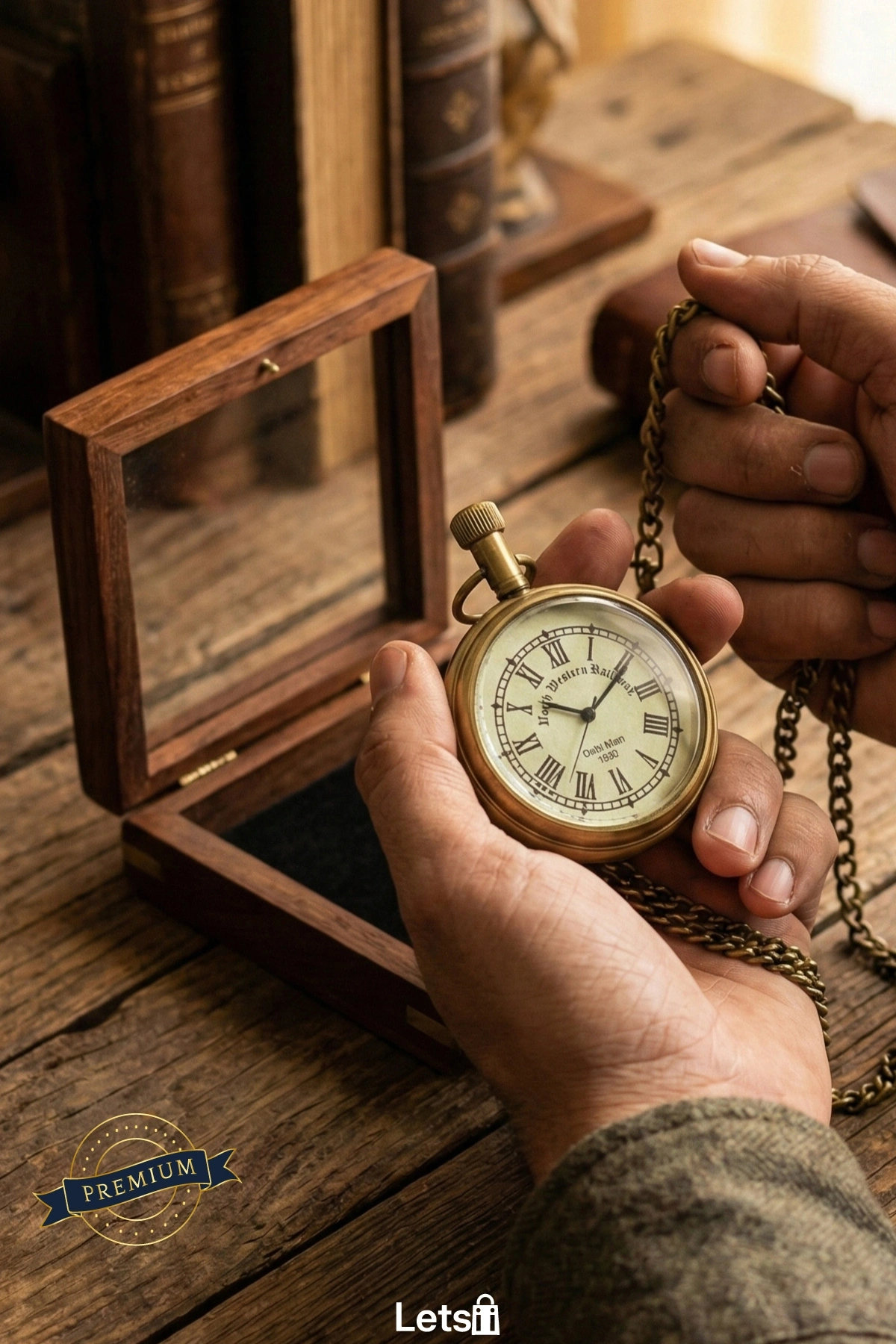 Nostaljik Ahşap Kutulu Köstekli Saat Vintage