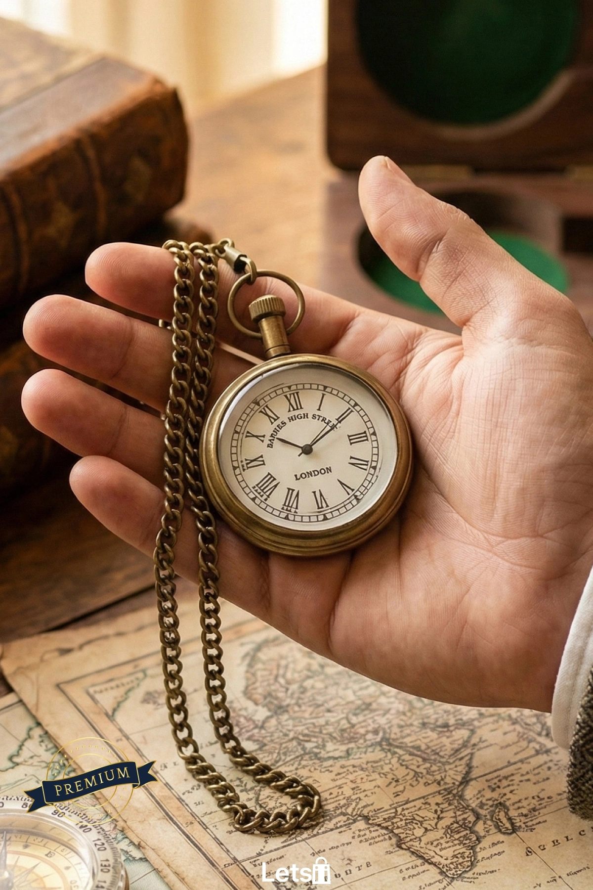 Ahşap Kutulu Nostaljik Pirinç Köstekli Saat