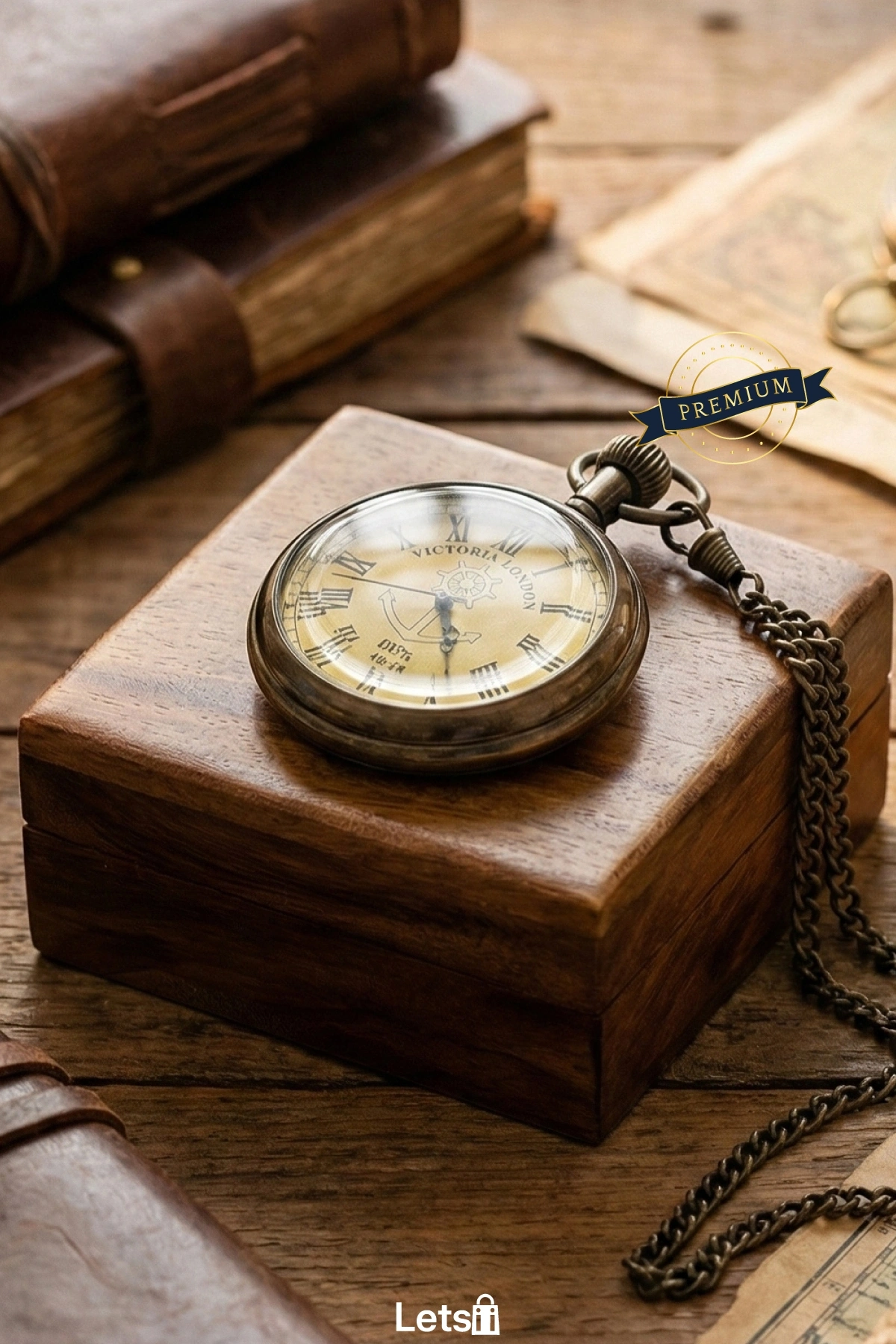 Ahşap Kutulu Nostaljik Pirinç Köstekli Saat