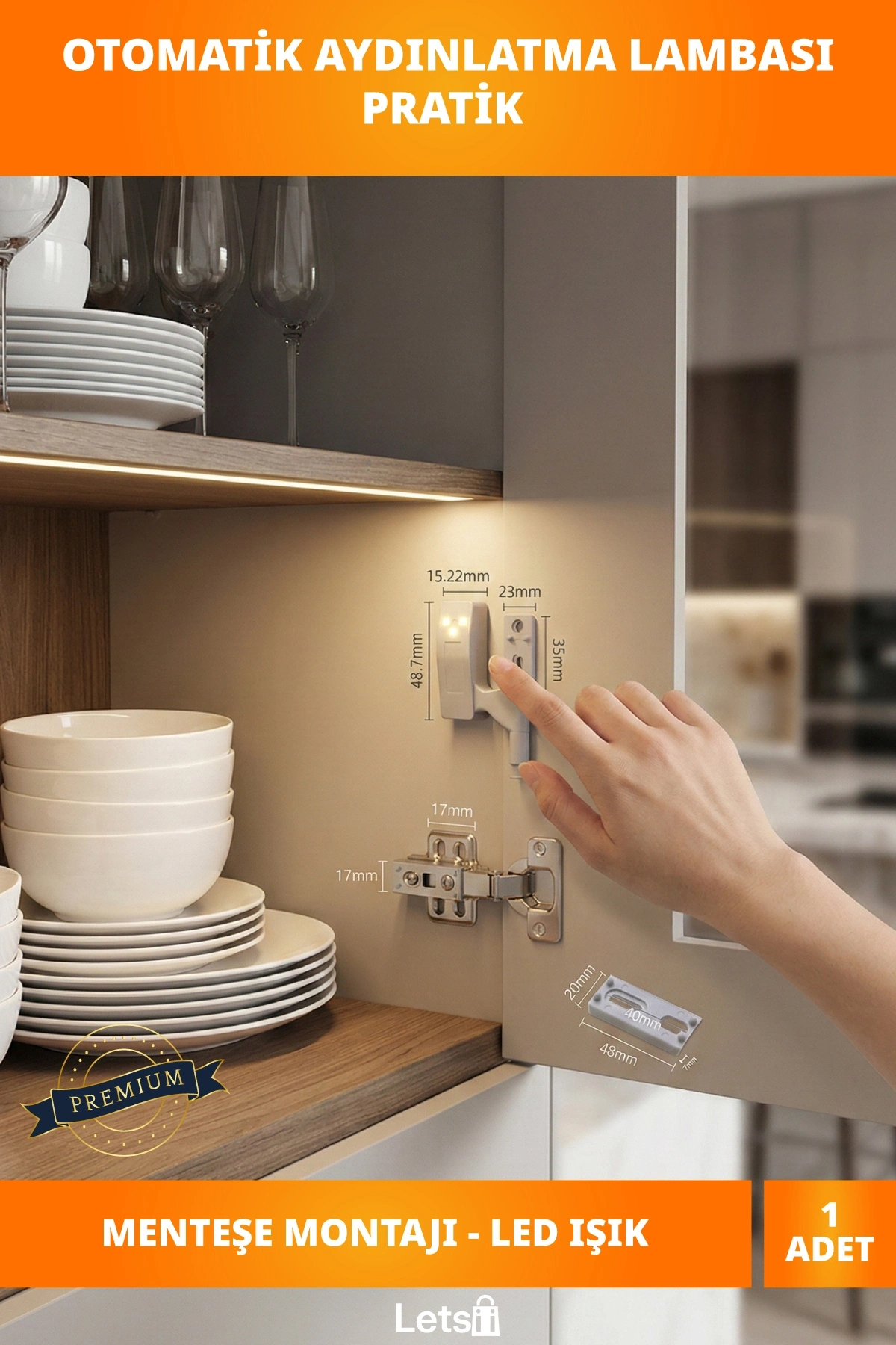 Otomatik Sensörlü LED Dolap İçi Aydınlatma Lambası