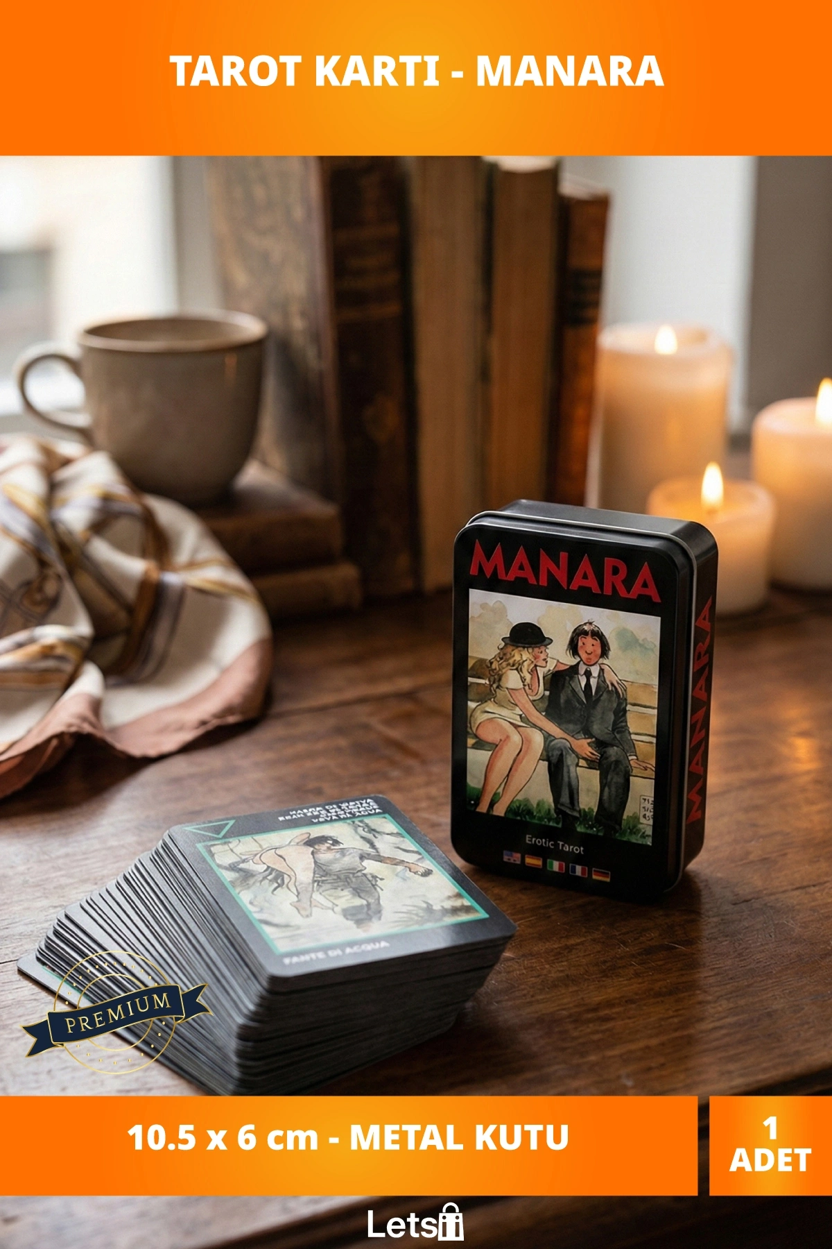 Metal Kutulu Sanatsal Tarot Kartı Manara