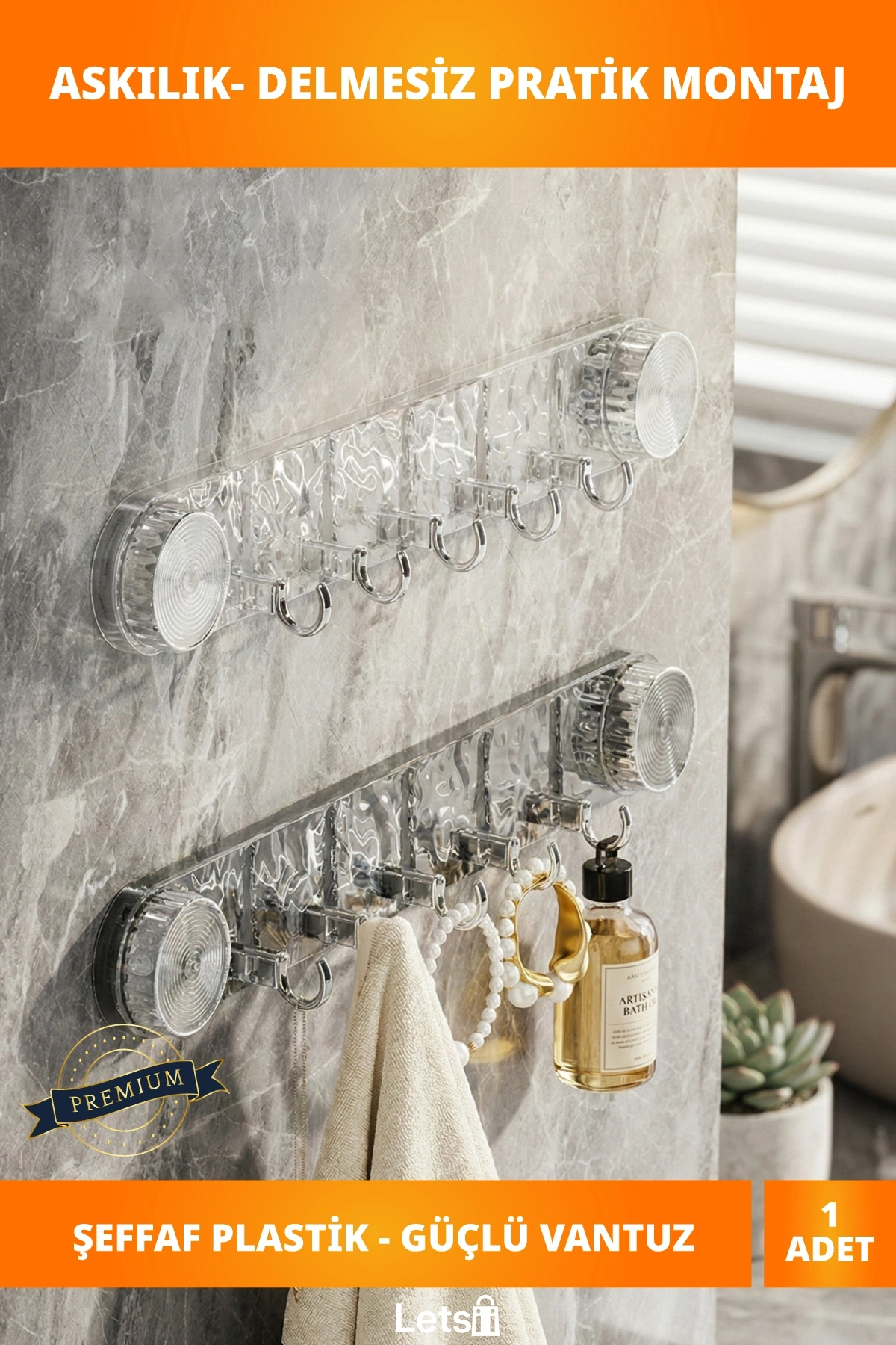 Şeffaf Güçlü Vantuzlu Askılık Çoklu Kanca