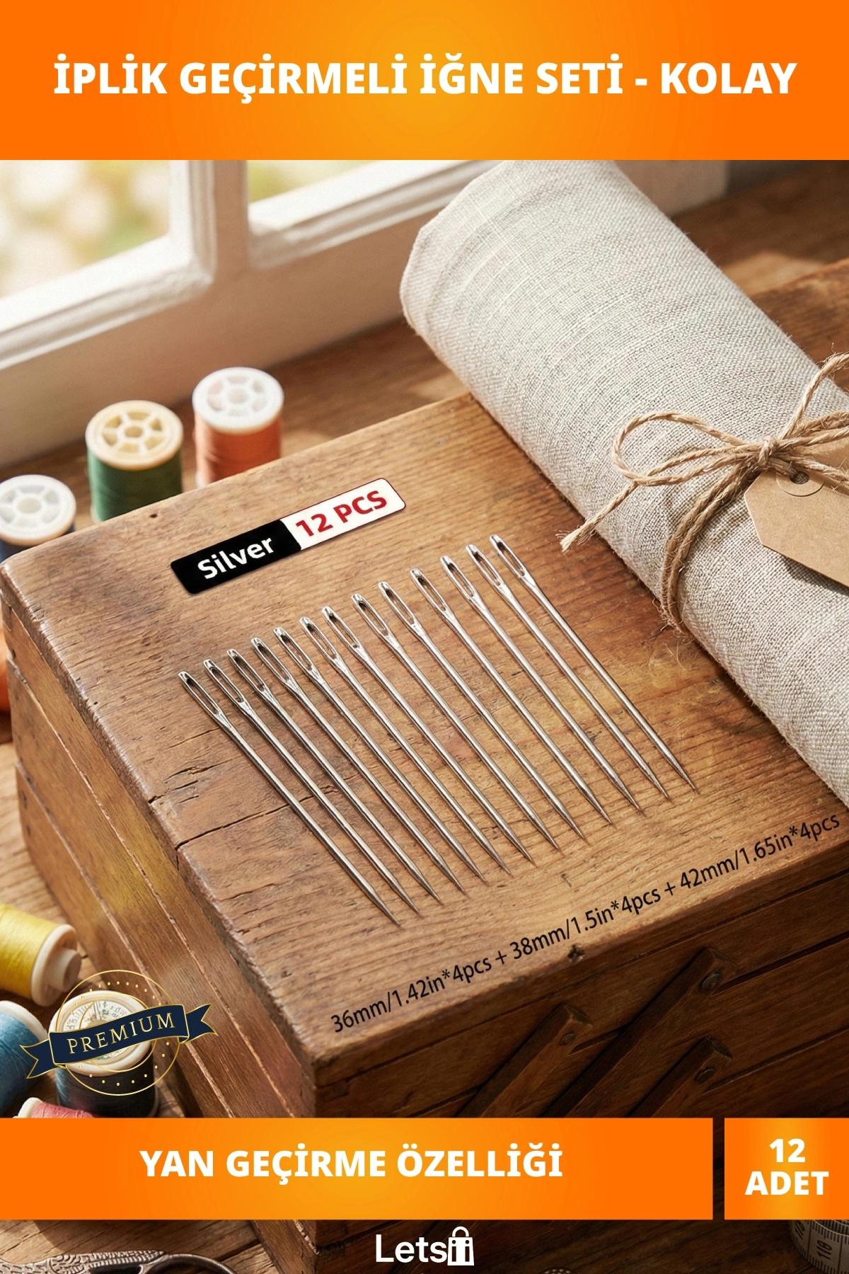 Kolay İplik Geçiren 12 Adet Dikiş İğnesi Seti