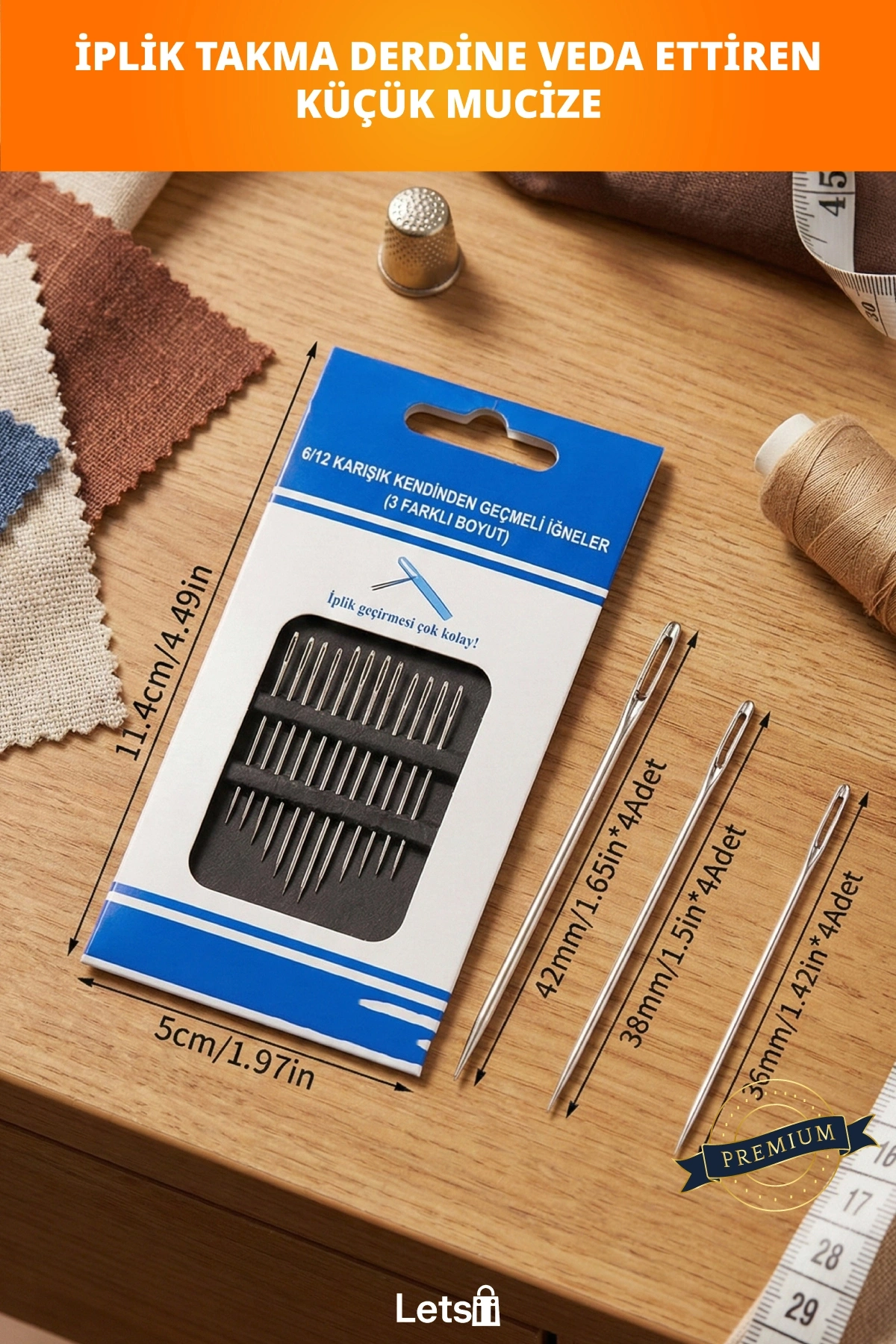 Kolay İplik Geçiren 12 Adet Dikiş İğnesi Seti