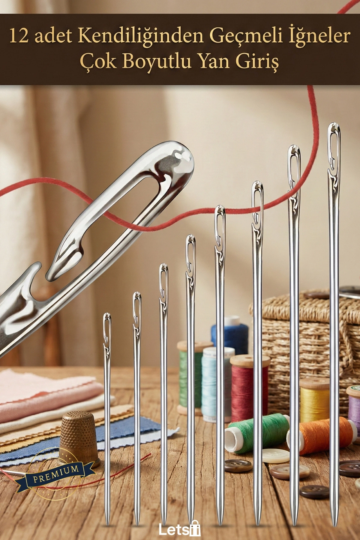 Kolay İplik Geçiren 12 Adet Dikiş İğnesi Seti