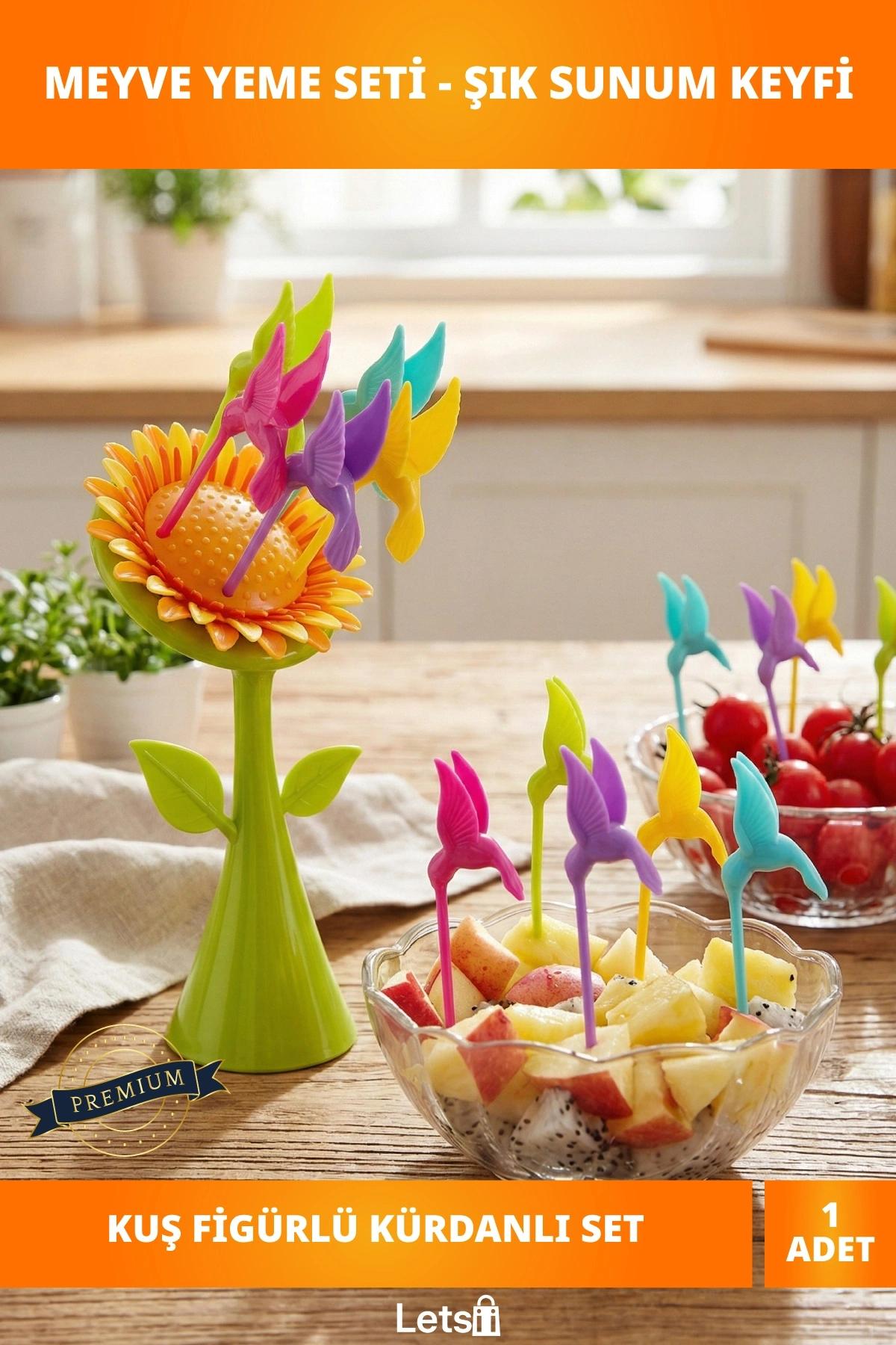 Renkli Kuş Figürlü Meyve Kürdanı Seti