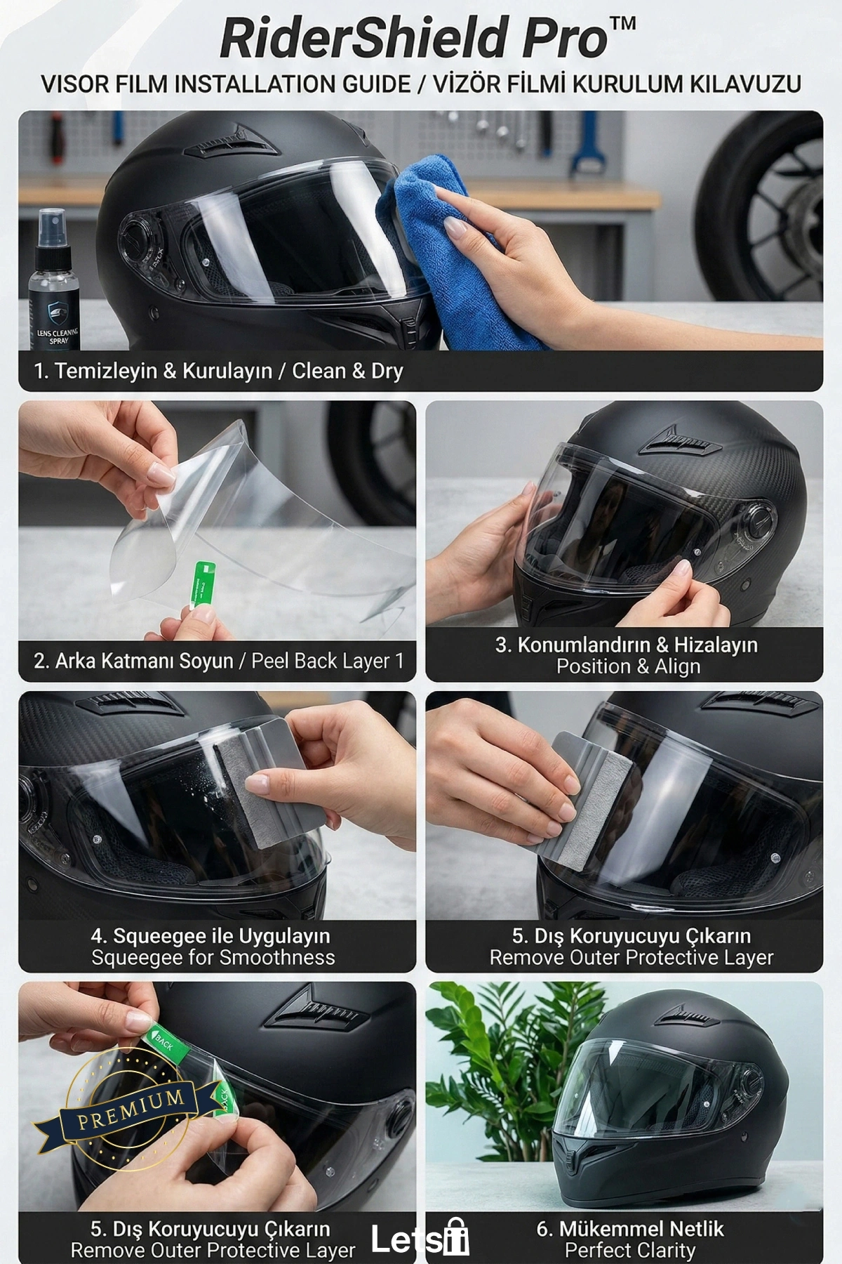 Yağmura Dayanıklı Anti Sis Motosiklet Kaskı Film