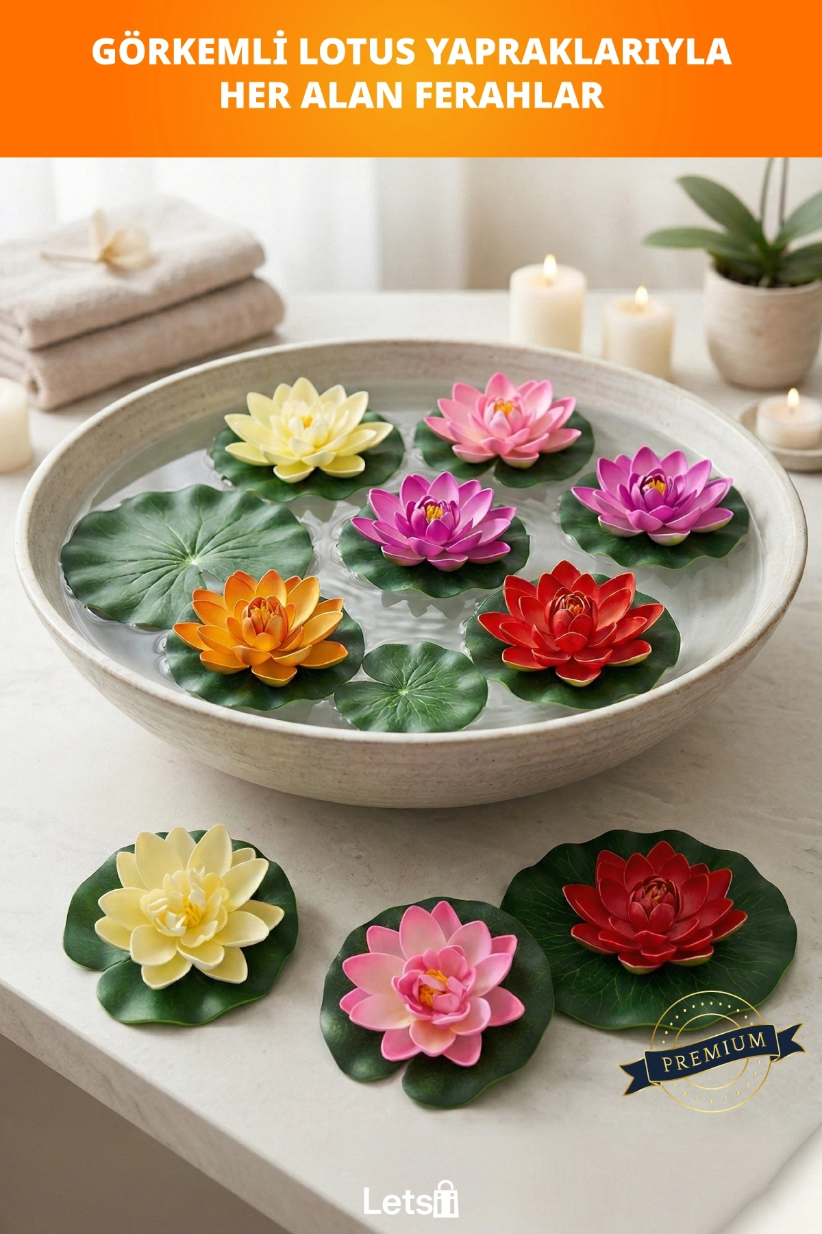 Suya Dayanıklı Dekoratif Yapay Lotus Çiçeği