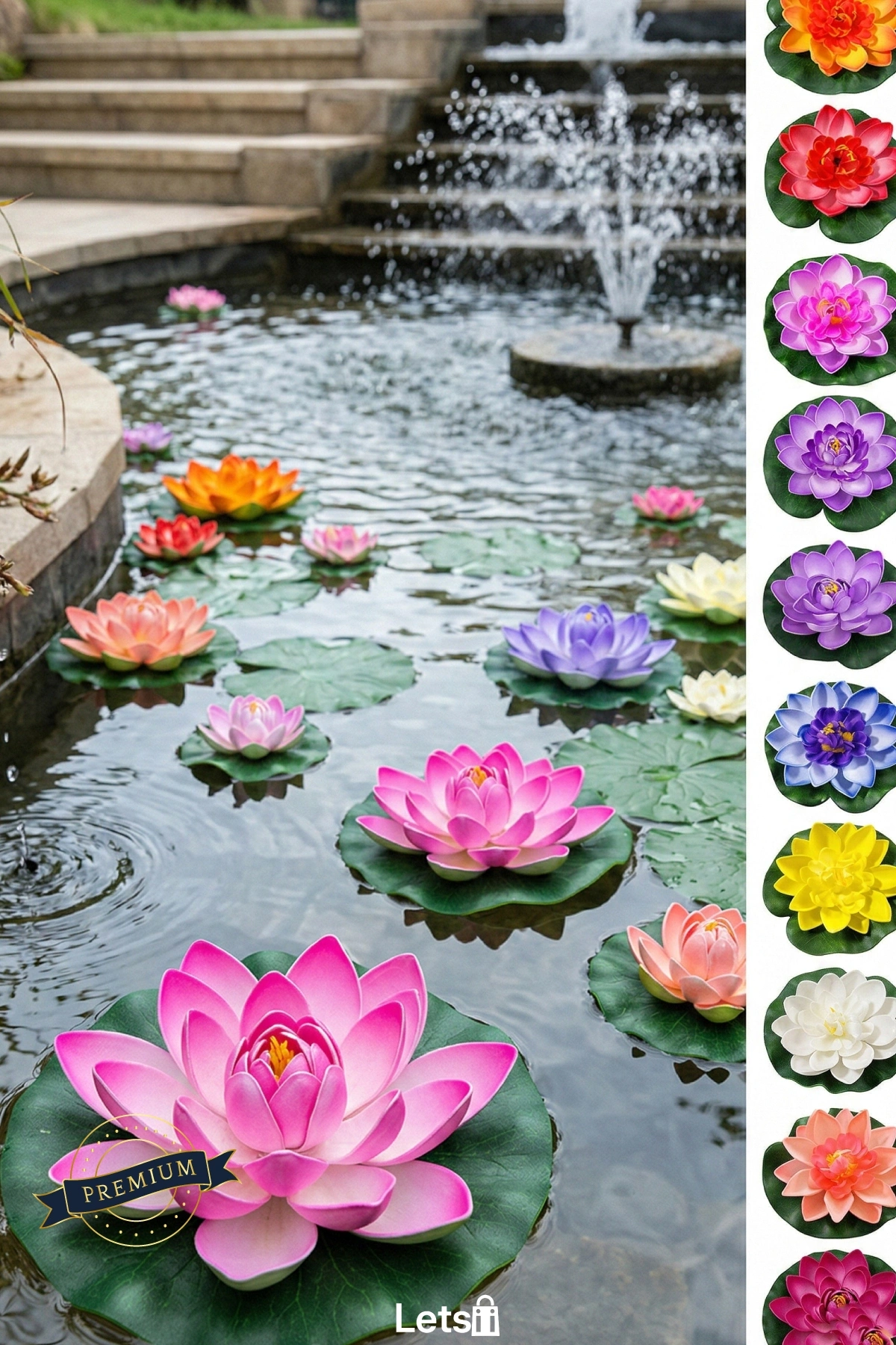 Suya Dayanıklı Dekoratif Yapay Lotus Çiçeği