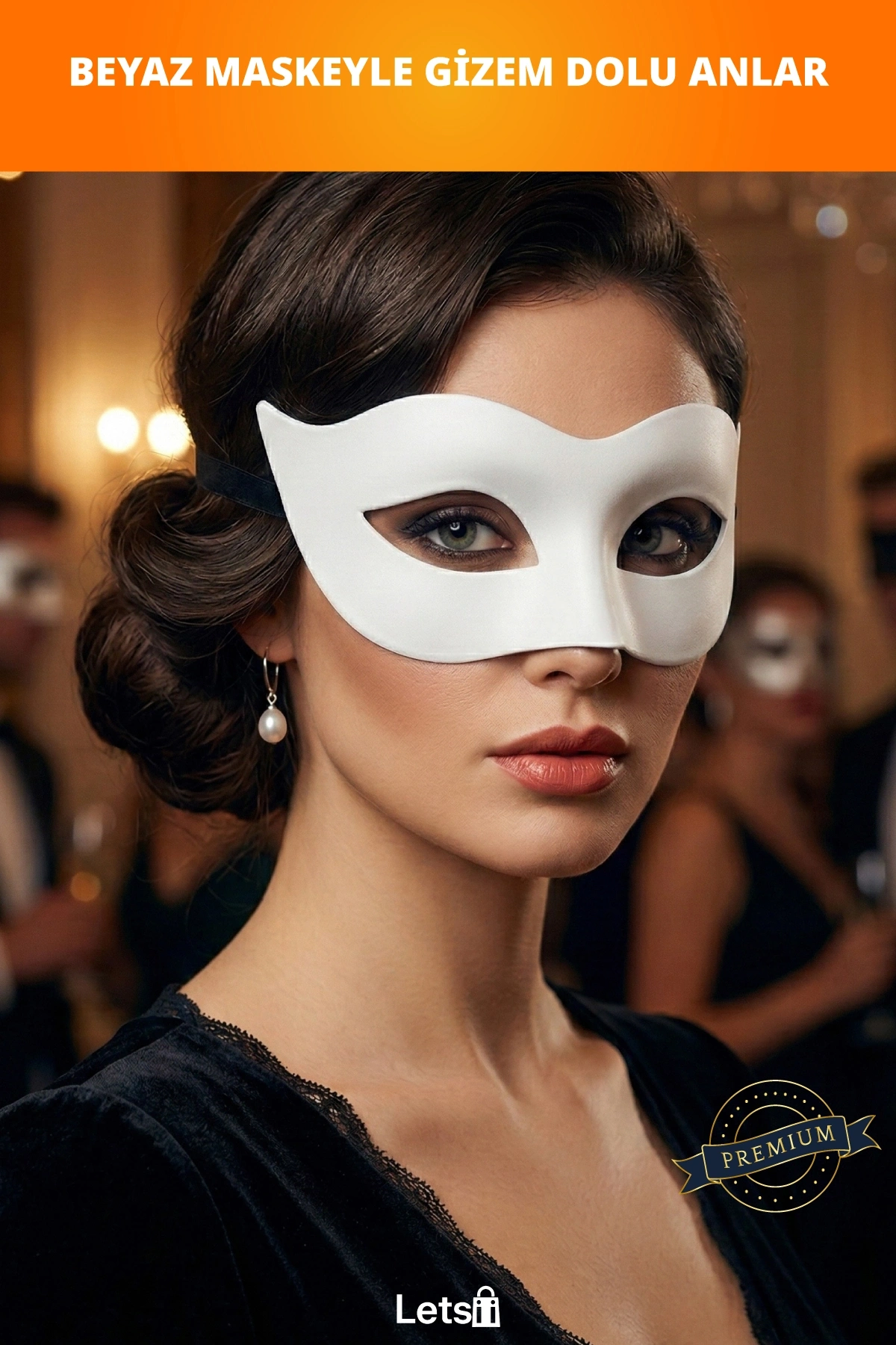 Beyaz Renk Balo Parti Maskesi Yetişkin ve Çocuklar İçin