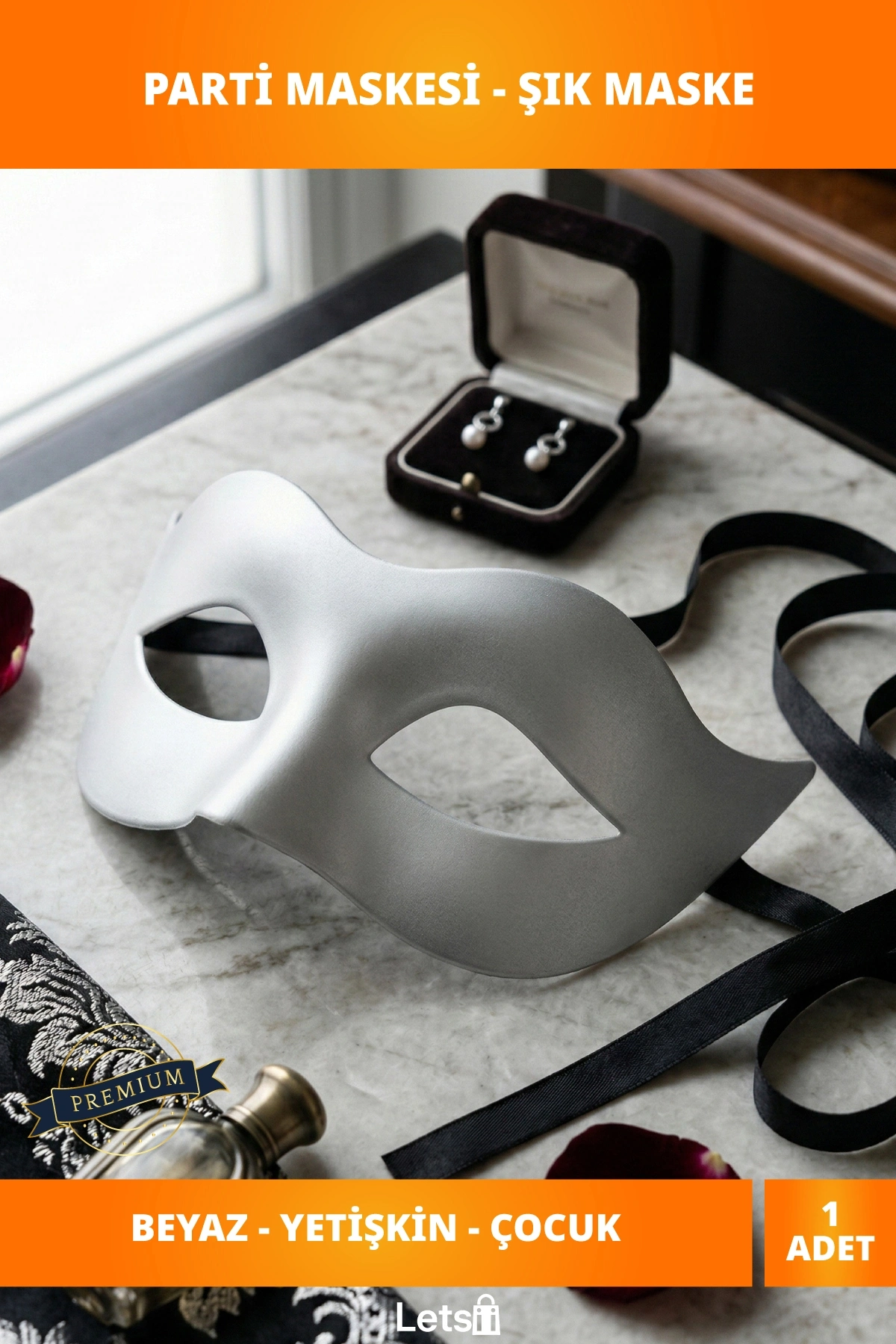 Beyaz Renk Balo Parti Maskesi Yetişkin ve Çocuklar İçin