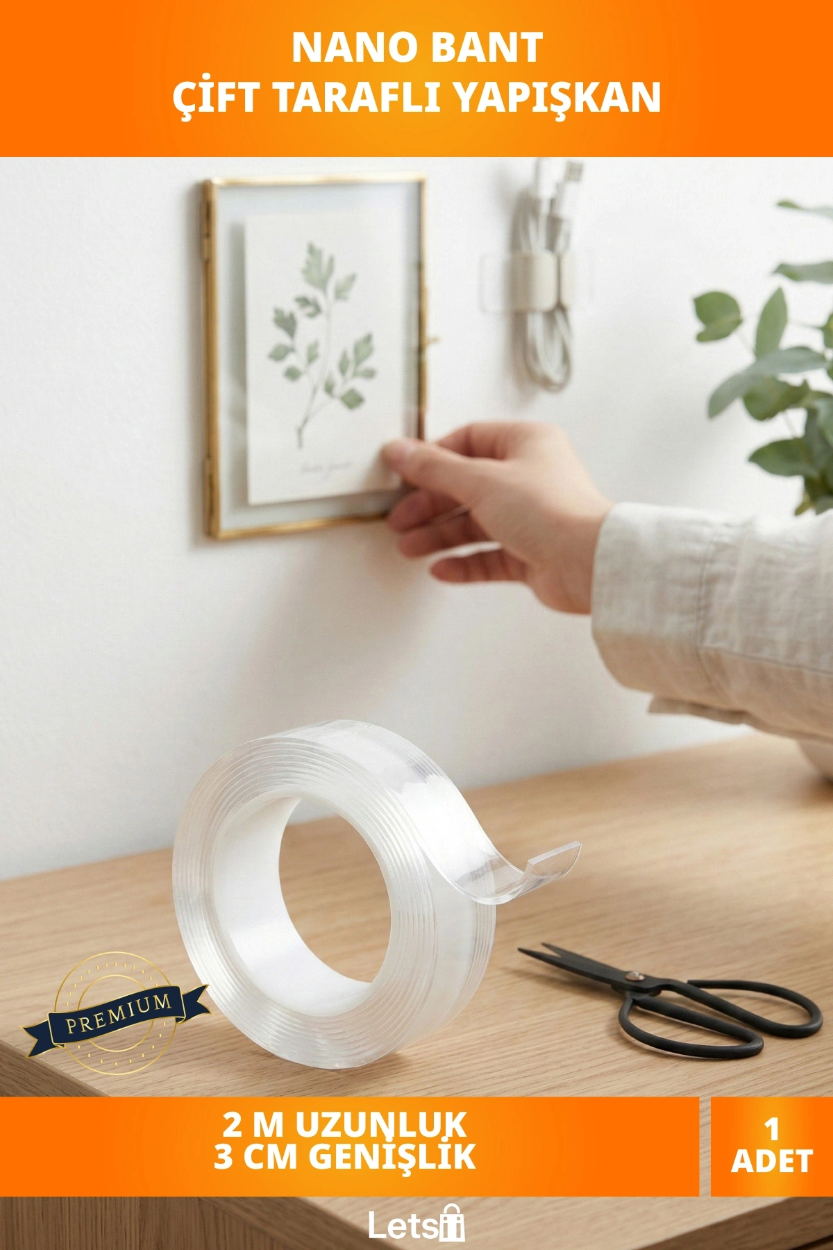 Çift Taraflı Şeffaf Nano Bant 2 Metre 3cm Genişlik