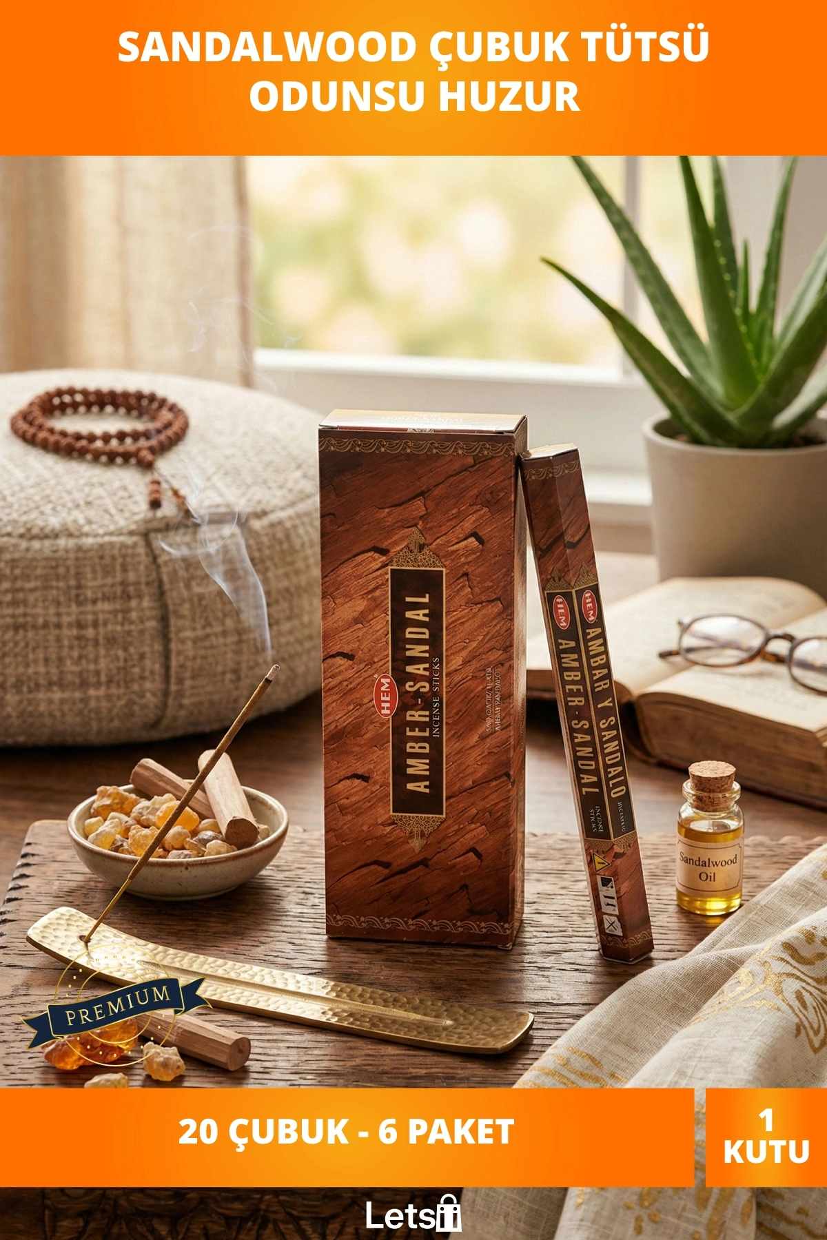 Sandal Ağacı Aromalı Tütsü Çubukları 6 Paket 120 Adet