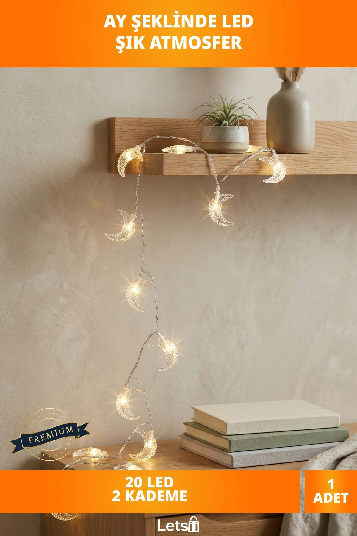 3m 20 LED Gün Işığı 2 Kademeli Ay Şekilli Dekoratif Işık