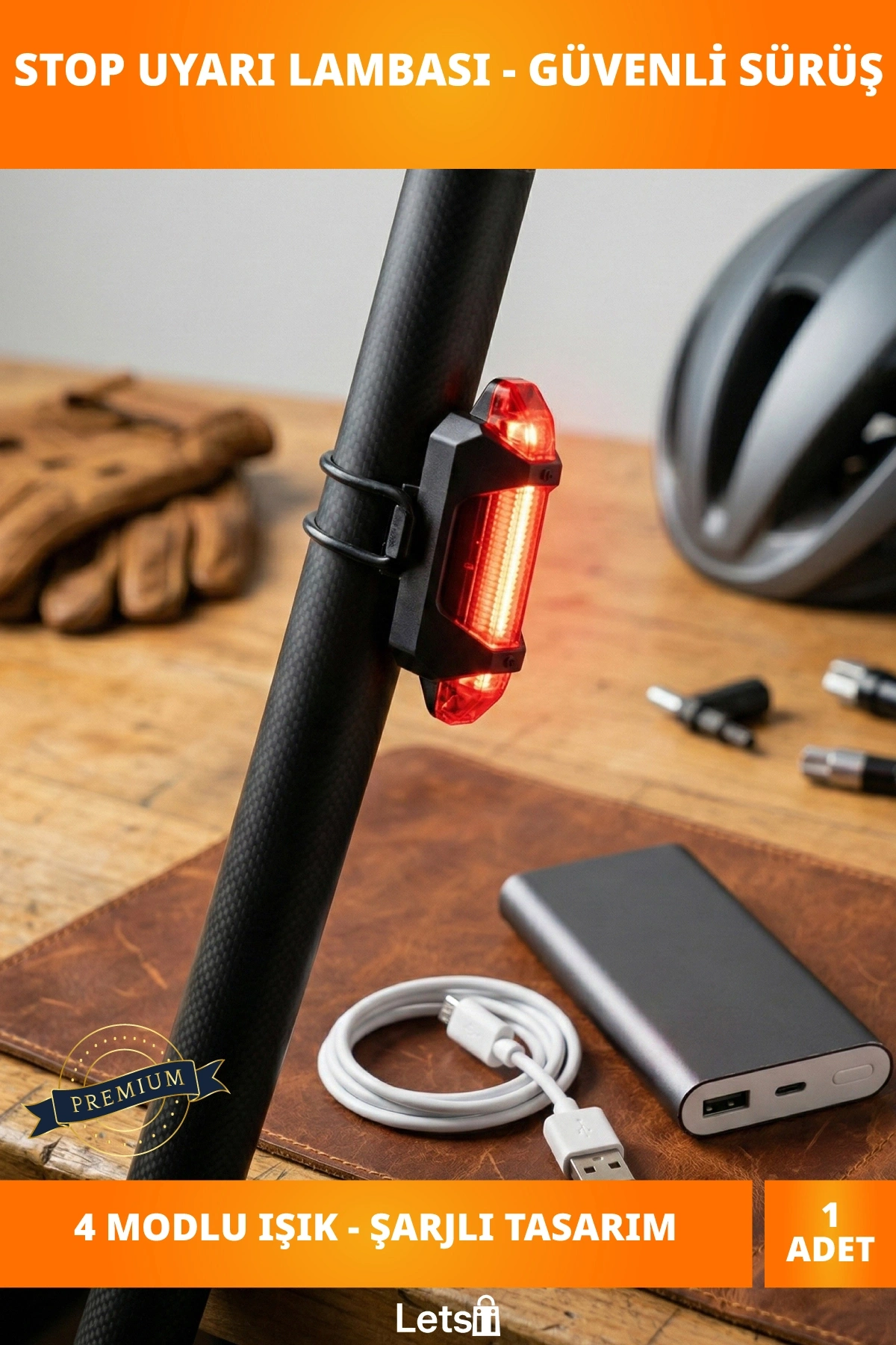 Şarjlı Bisiklet Arka Stop Uyarı Lambası 4 Modlu Güvenlik Işığı