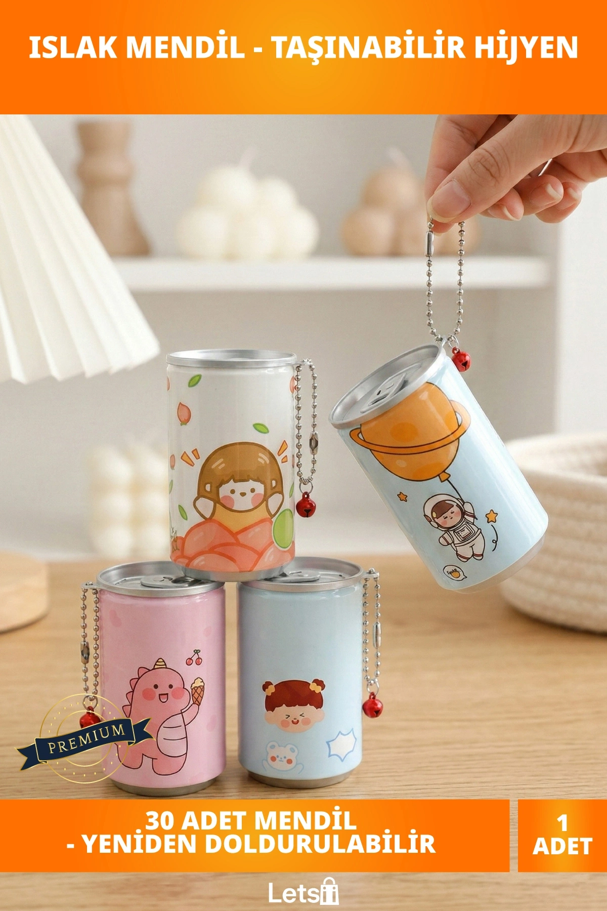 Taşınabilir Konserve Islak Mendil Anahtarlık 30 Adet