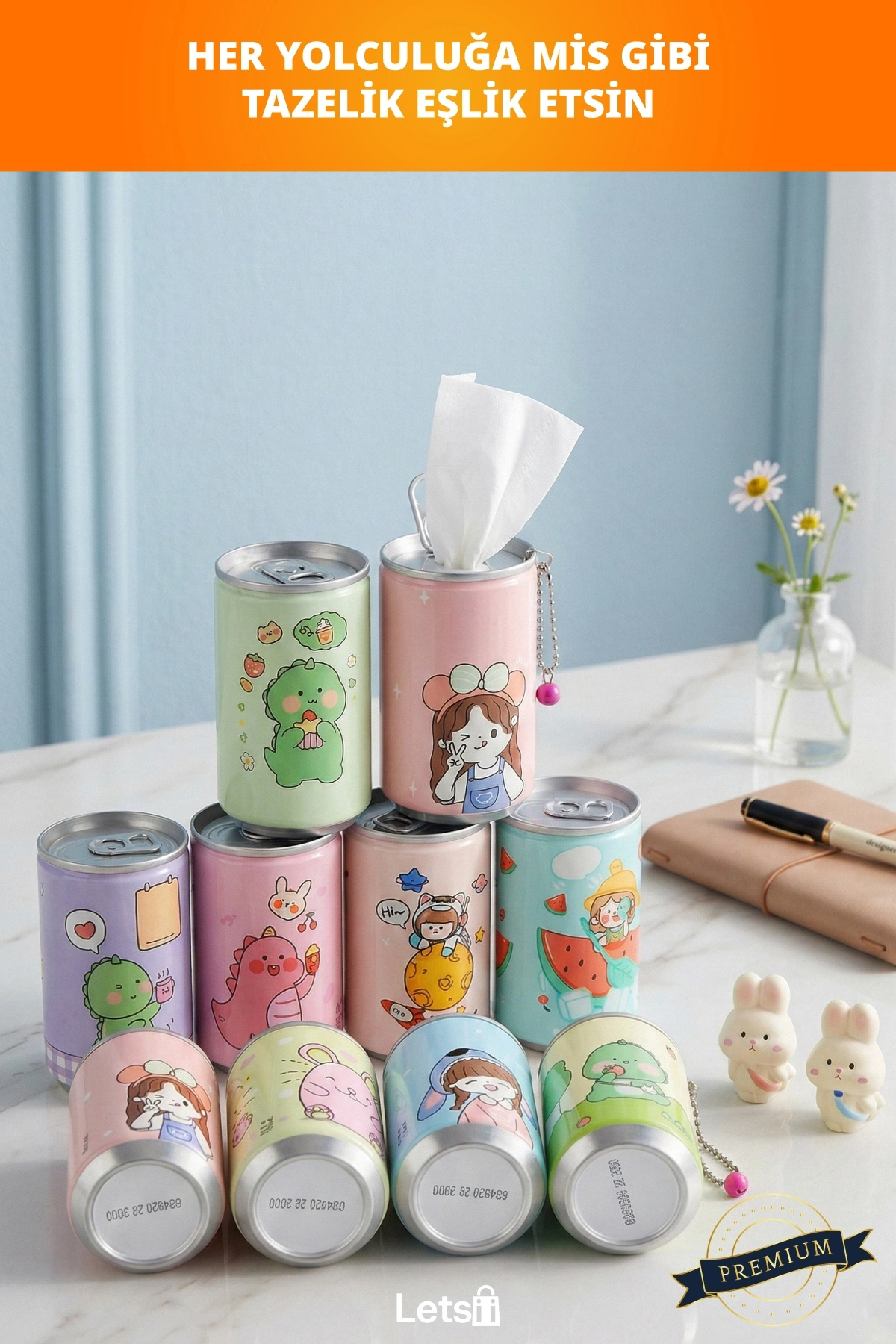 Taşınabilir Konserve Islak Mendil Anahtarlık 30 Adet