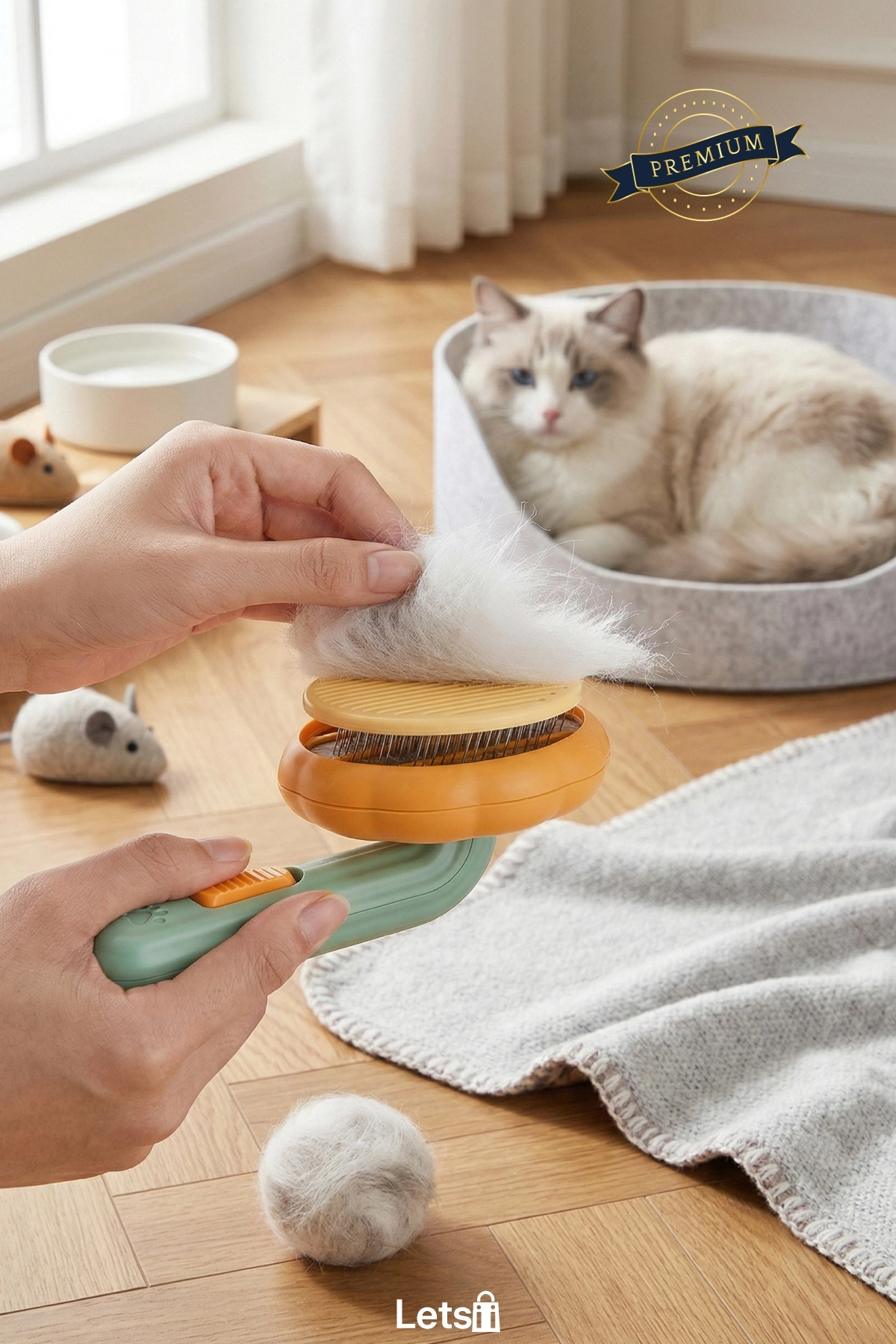 Kabak Tasarımlı Kedi ve Köpek Tarağı Çelik ve Kauçuk Koruma